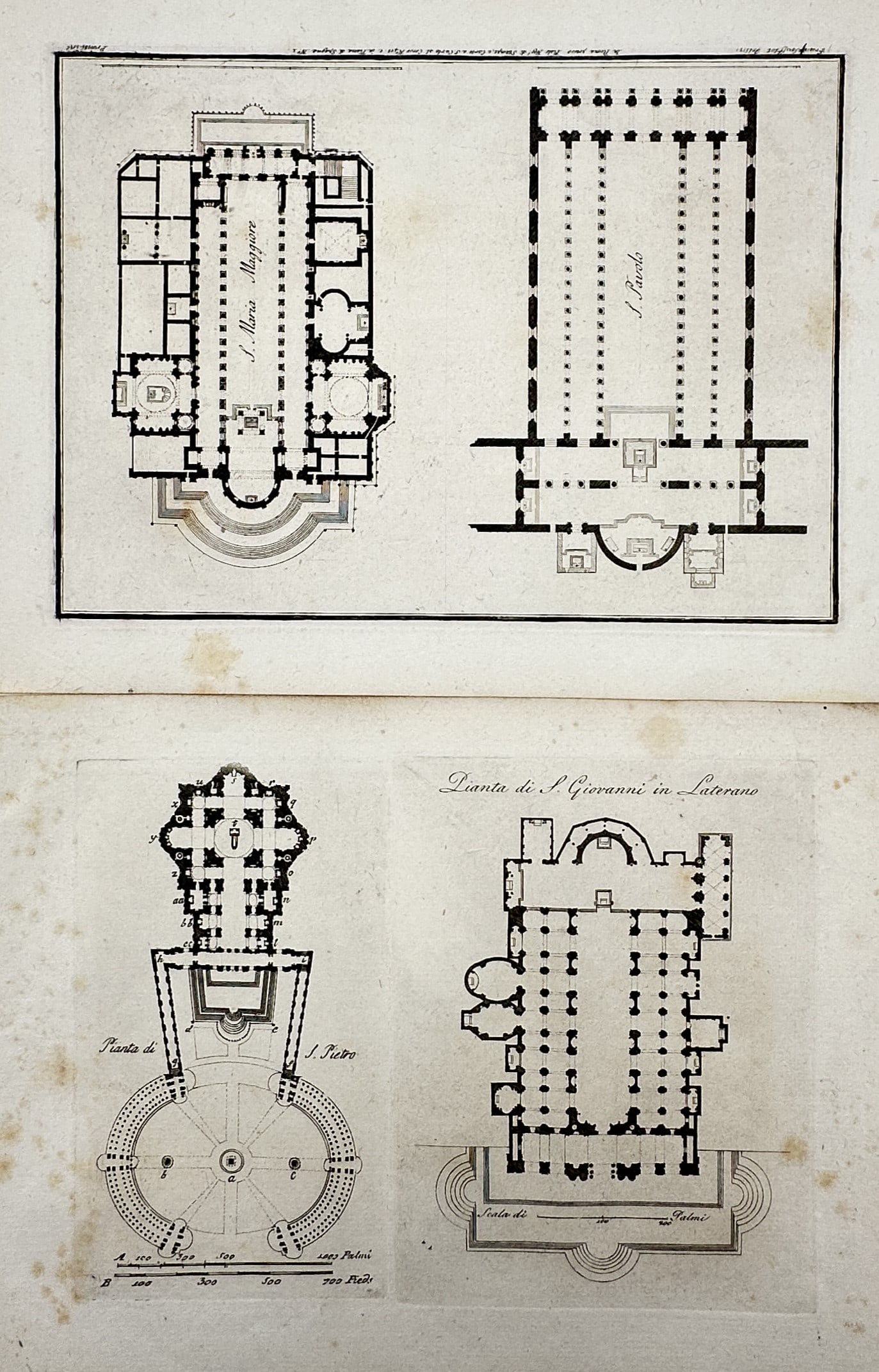 Domenico Pronti – Set of 2: Papal Basilicas of Rome Architectural Plans – Copperplate Engraving (1 of 2)