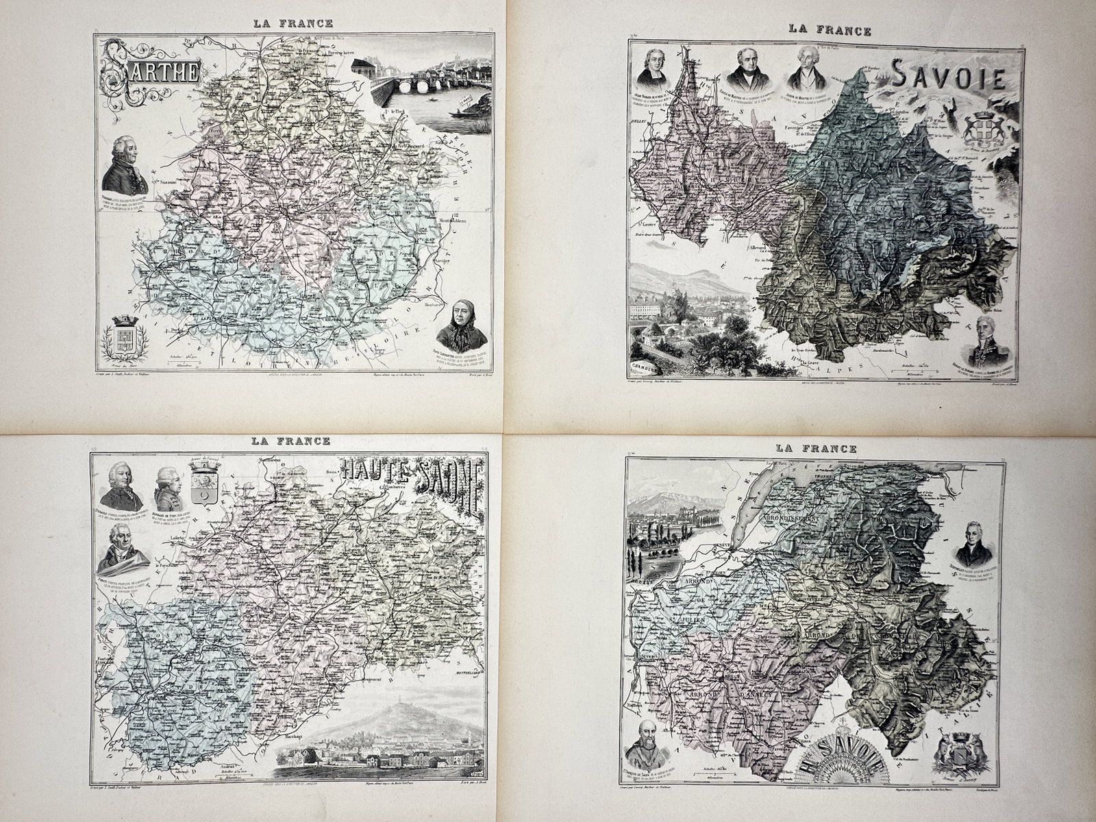 Alexandre A. Vuillemin – Set of 4: French Regional Departments (Savoie, Sarthe & Haute-Saone) (1 of 2)