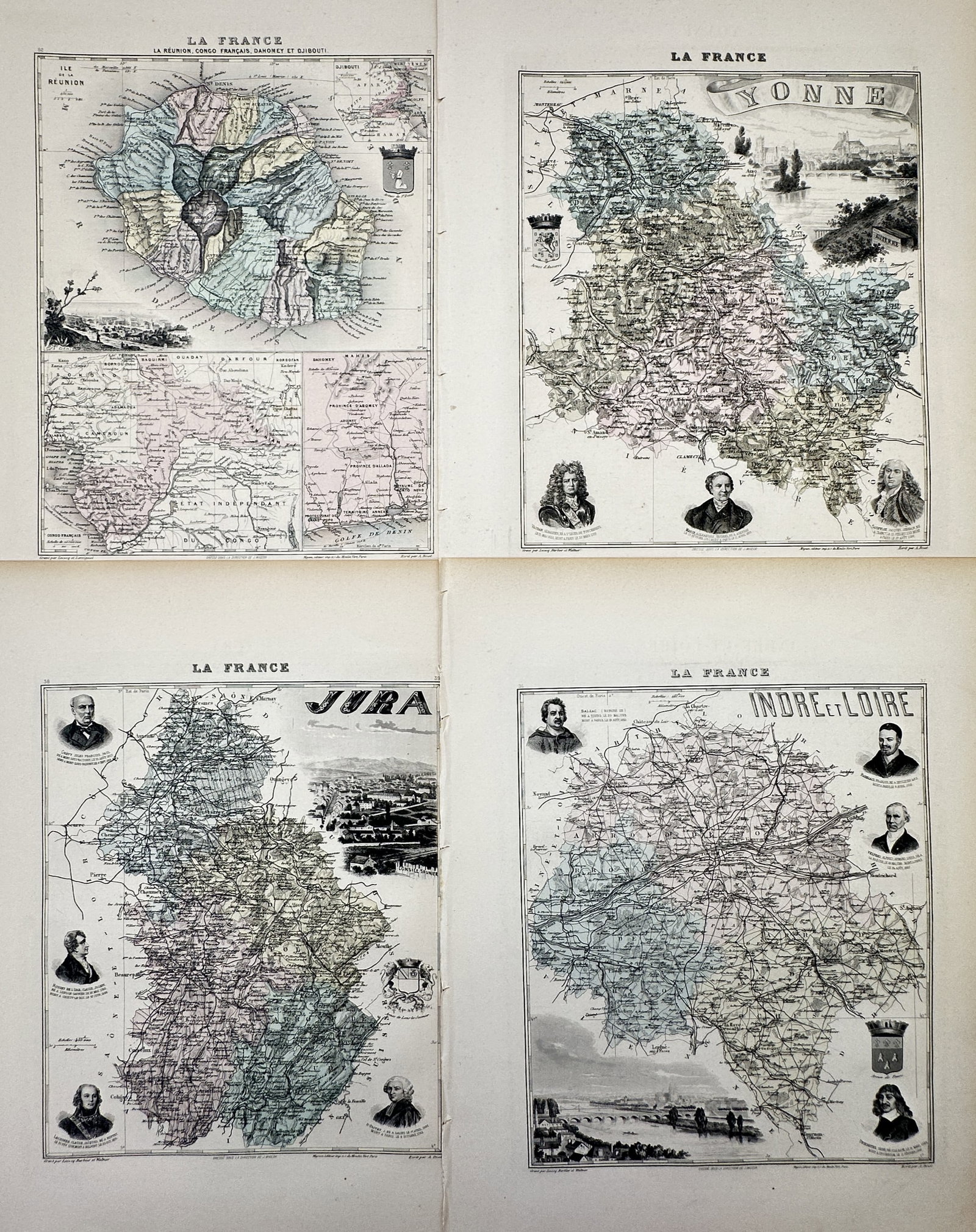 Alexandre A. Vuillemin – Set of 4: French Departments & Territories (1 of 2)