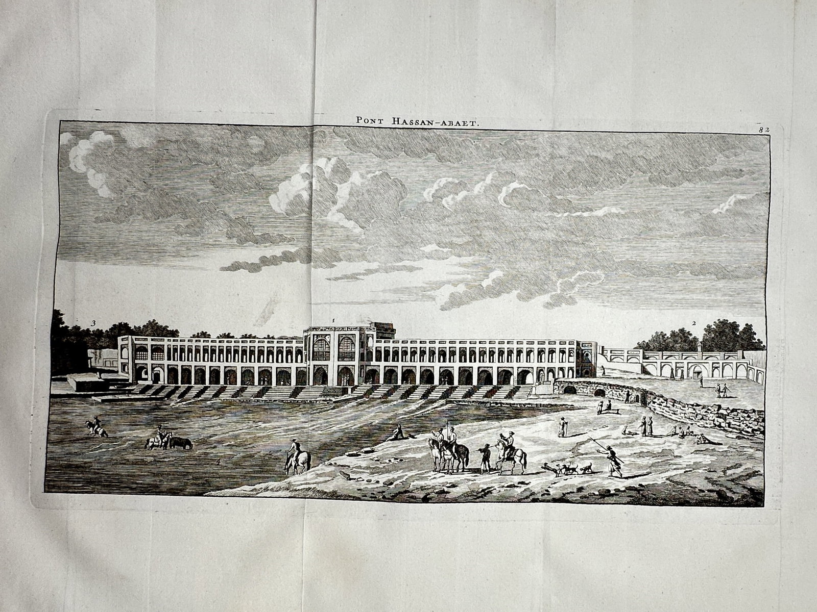 Cornelis de Bruijn (1652-1727) – View of Pont Hassan Abat – Etching (1718) (1 of 2)