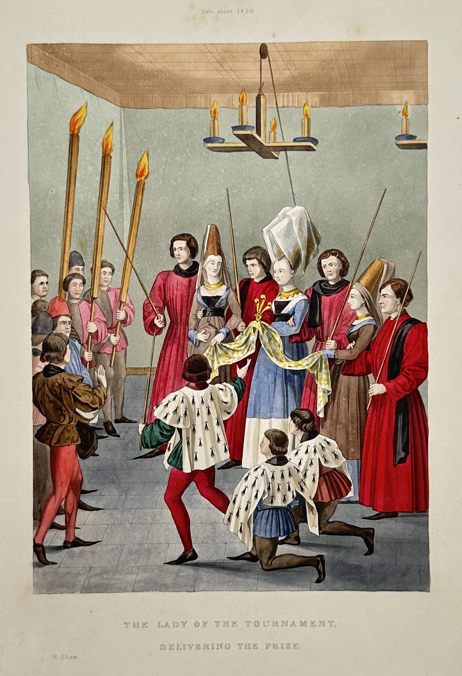 Henry Shaw (1800-1873) – View of the Lady of the Tournament Delivering the Prize (1 of 2)