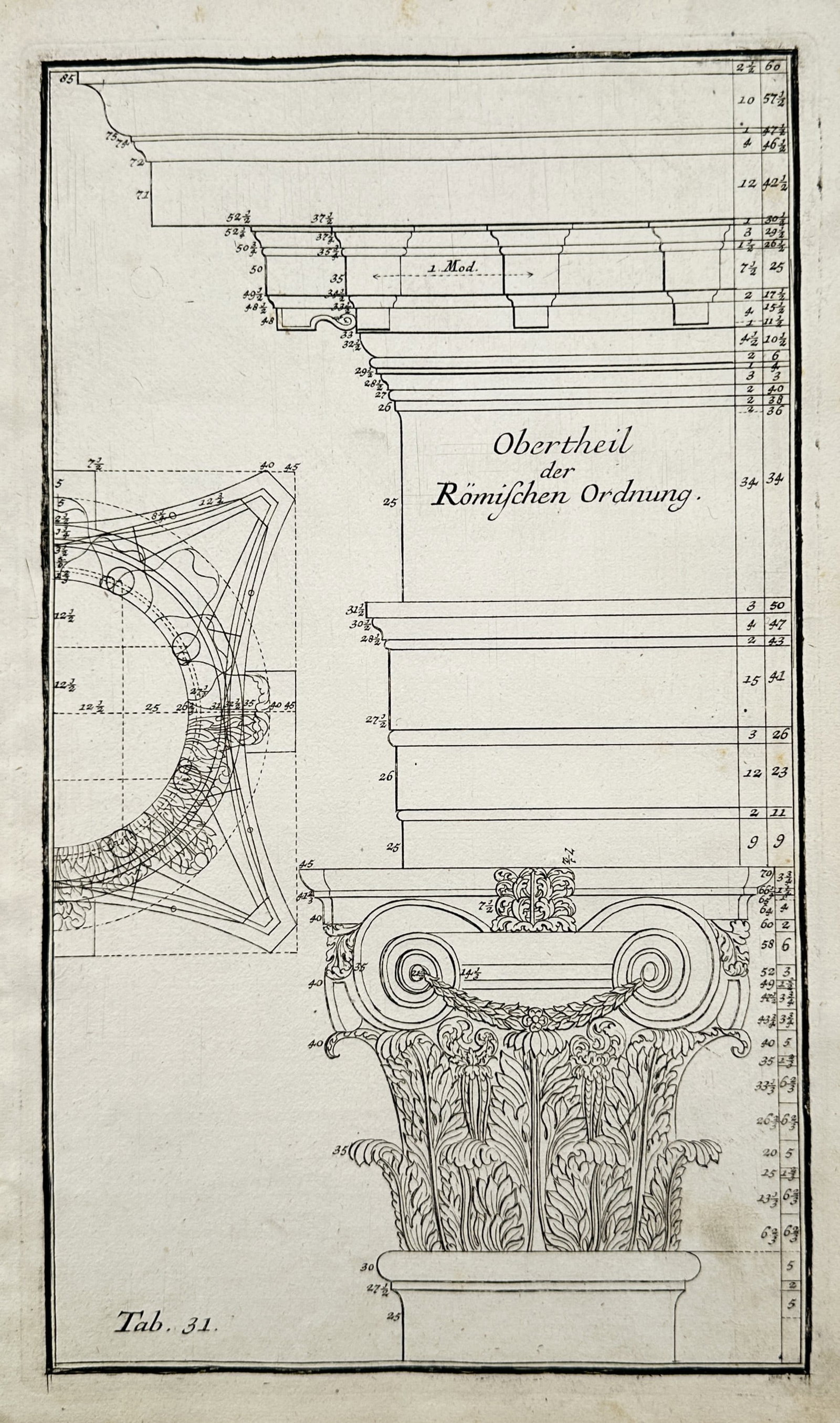 Jeremias Wolff (1663-1724) – View of the Roman Architectural Order – Engraving (circa 1715) (1 of 2)