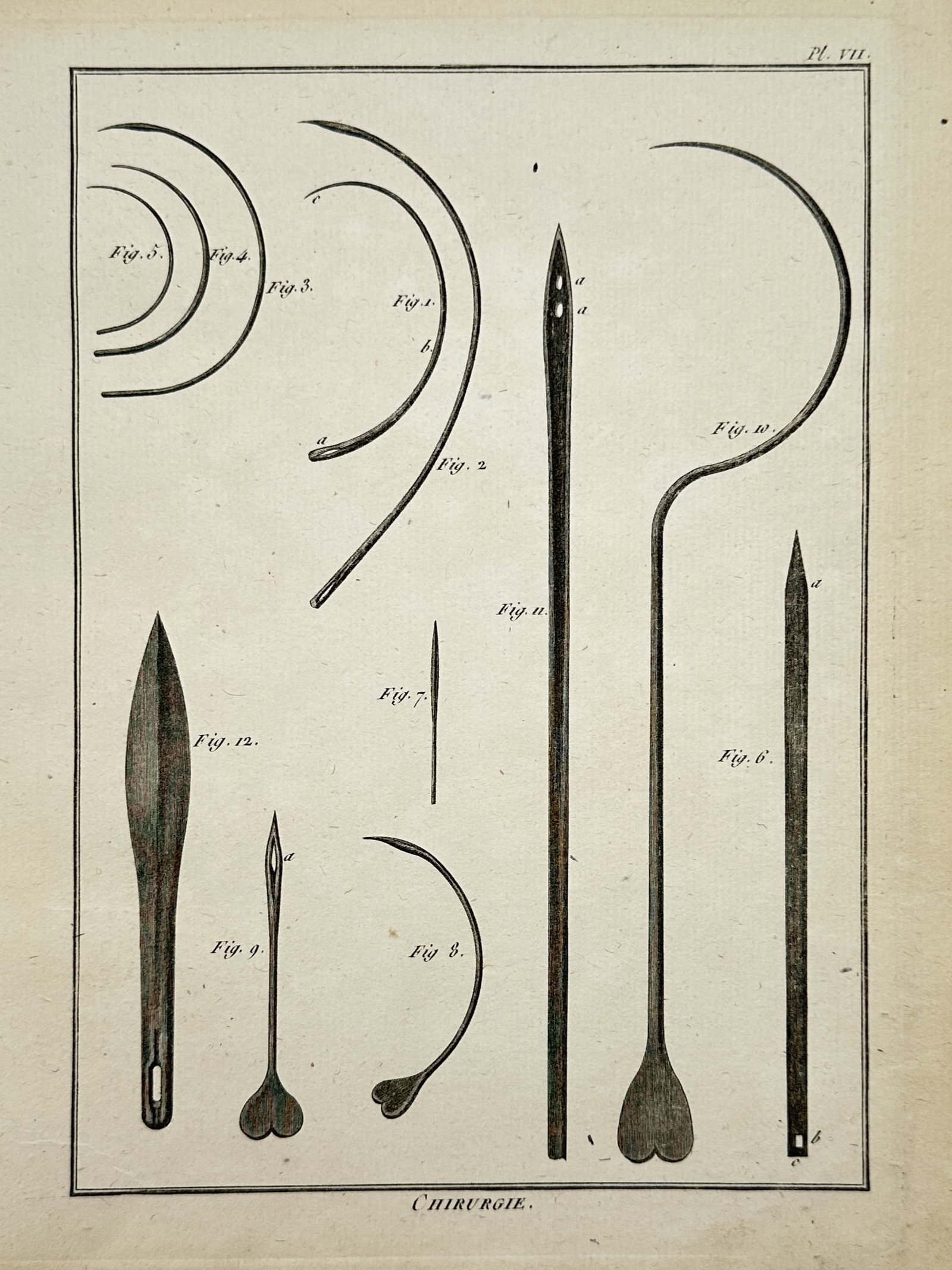Robert Bénard (1734–1785) – View of Surgical Needles and Lancets – Engraving (1763) (1 of 2)