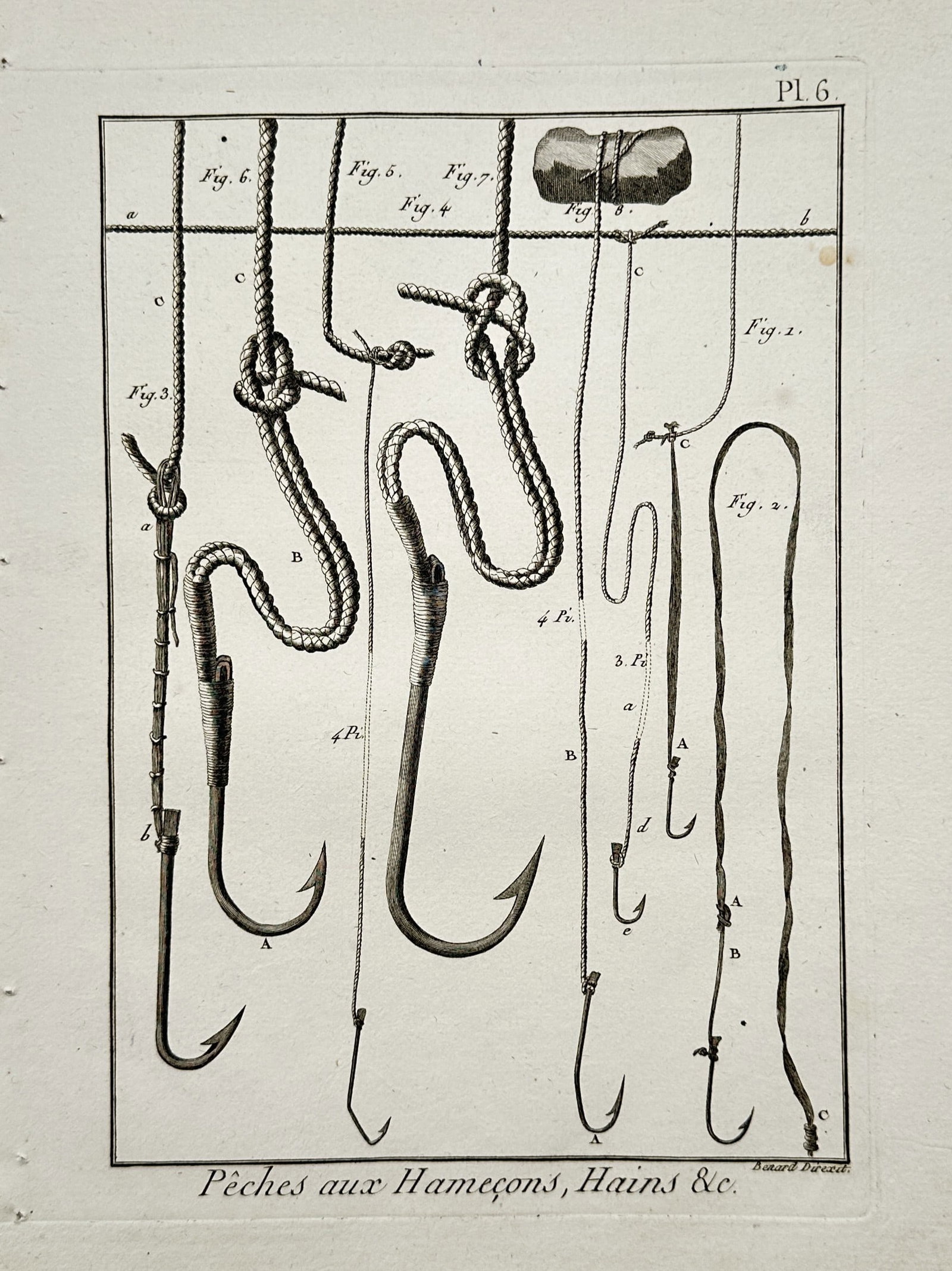 Robert Bénard (1734–1785) – View of Maritime Fishing Hooks and Lines – Engraving (1763) (1 of 2)