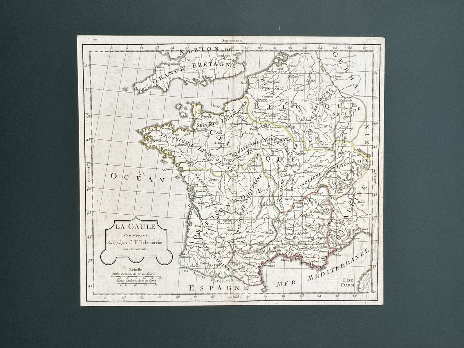Félix Delamarche – Map of Ancient Gaul – Western Europe – Engraving (1832) (1 of 2)