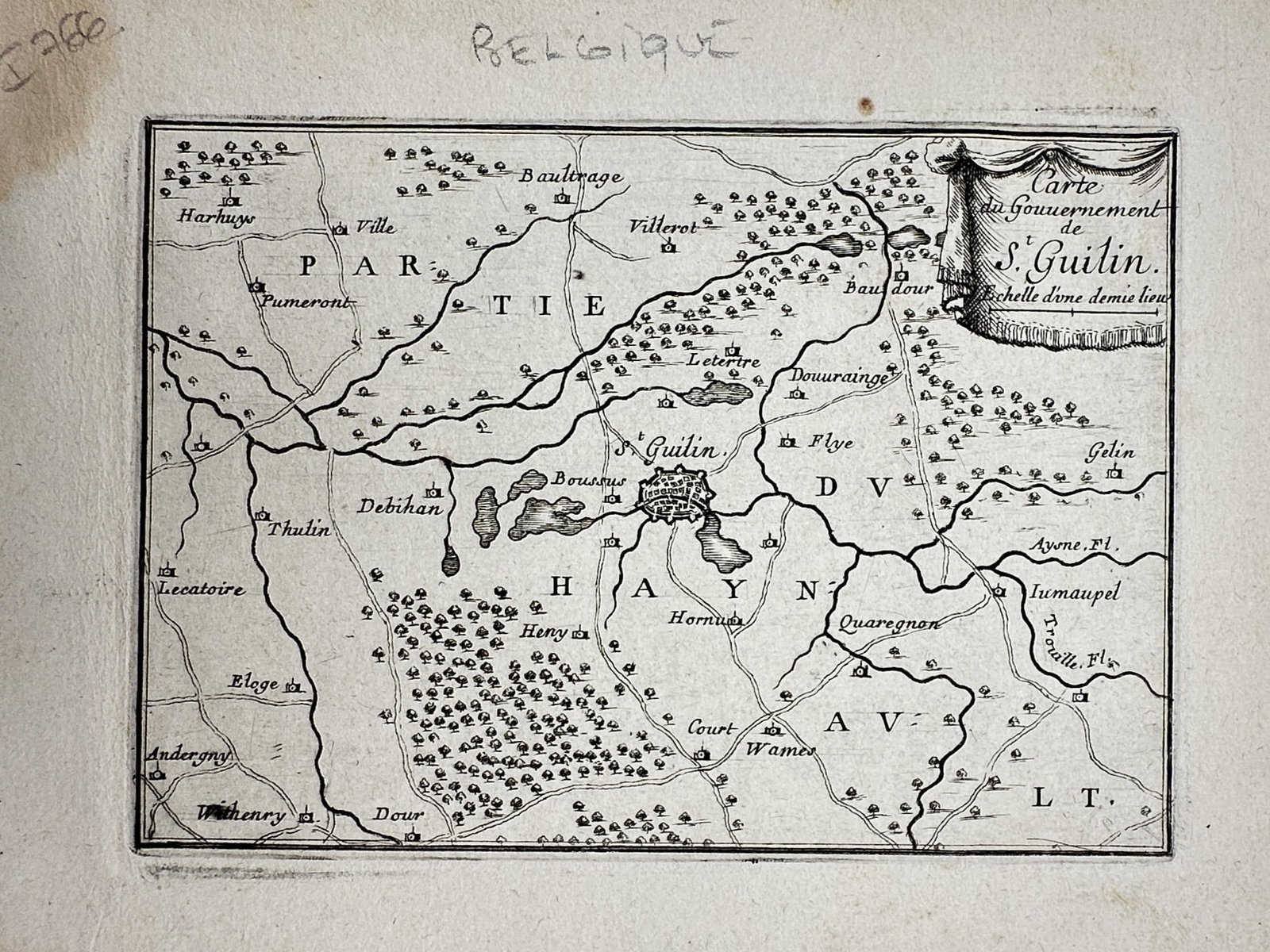 Sébastien de Pontault de Beaulieu – Map of Saint-Ghislain – Belgium – Engraving (1680) (1 of 2)