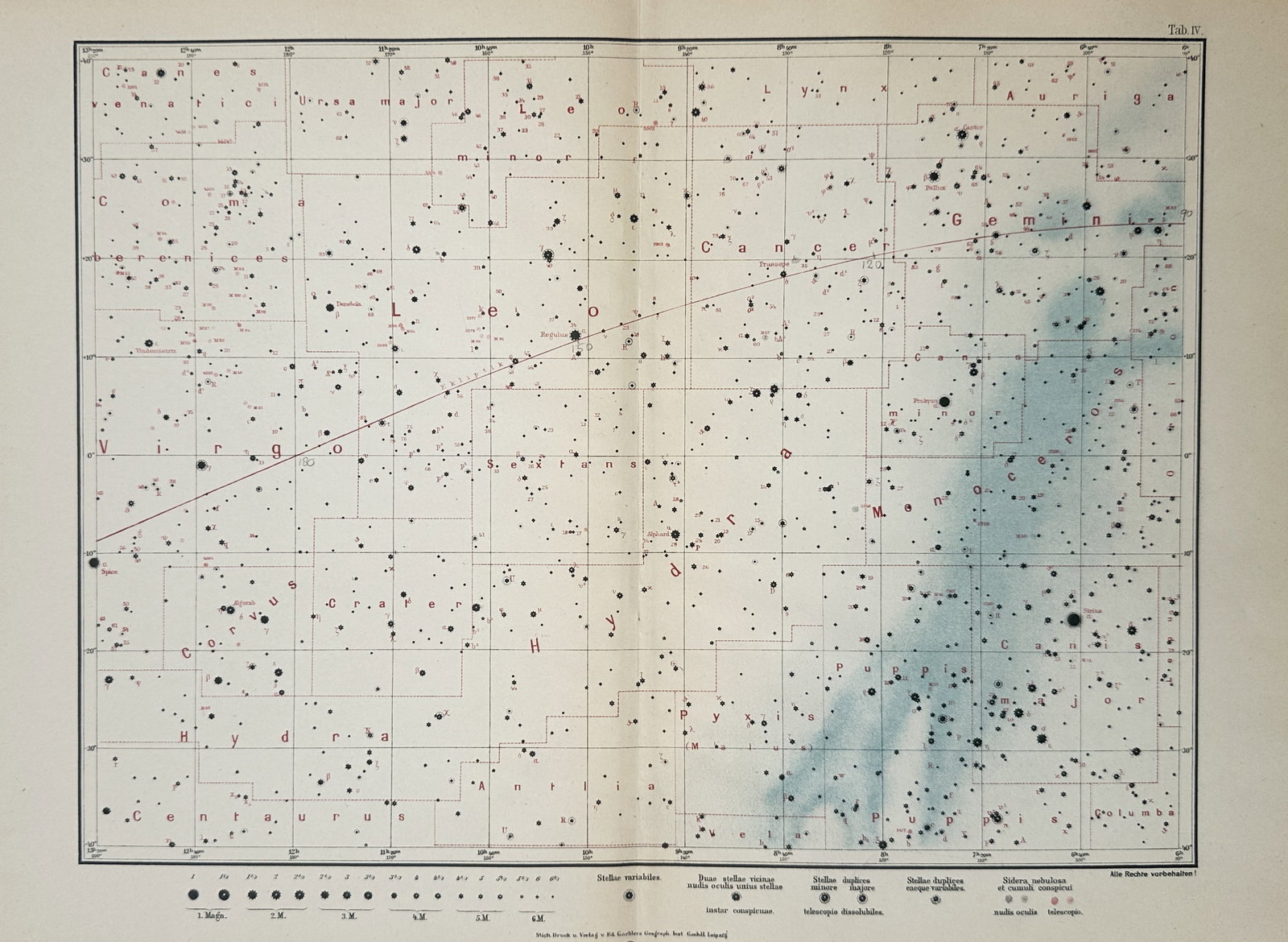Eduard Gaebler (1842–1911) – Astronomical Star Chart of the Night Sky – Lithograph (1895) (1 of 2)