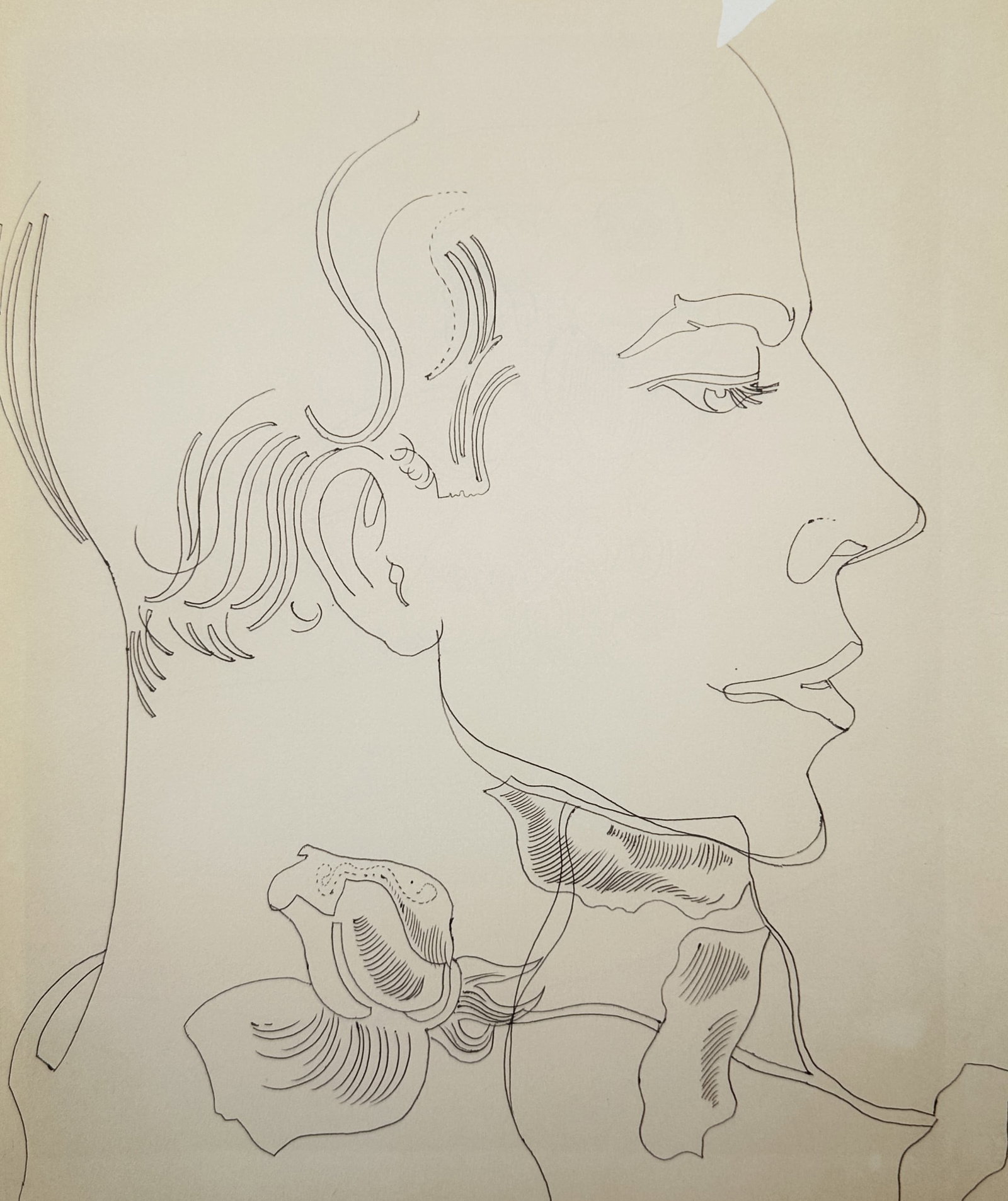 Andy Warhol (1928–1987), after – Male Profile with Orchid – Offset print (20th Century) (1 of 2)