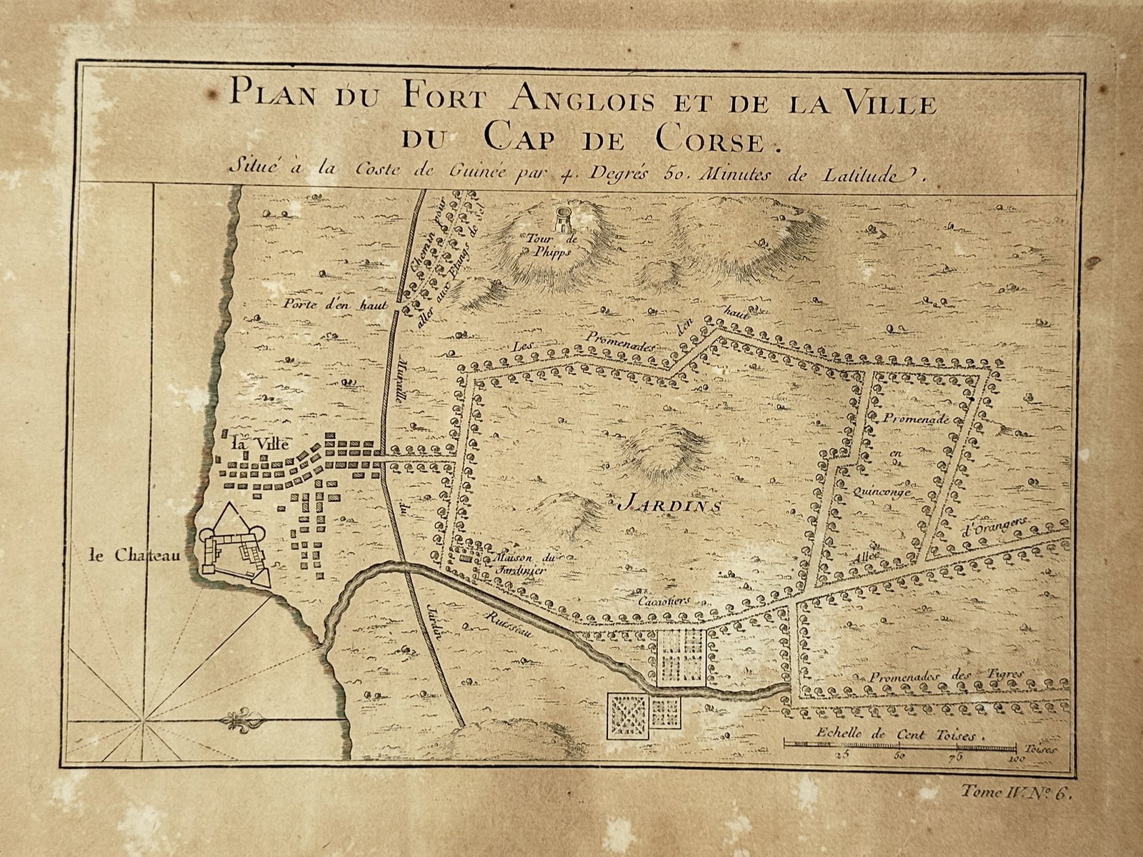 Antoine-François Prévost d'Exiles – Map of the English Fort and the Town of Cape Coast – Ghana (1 of 2)