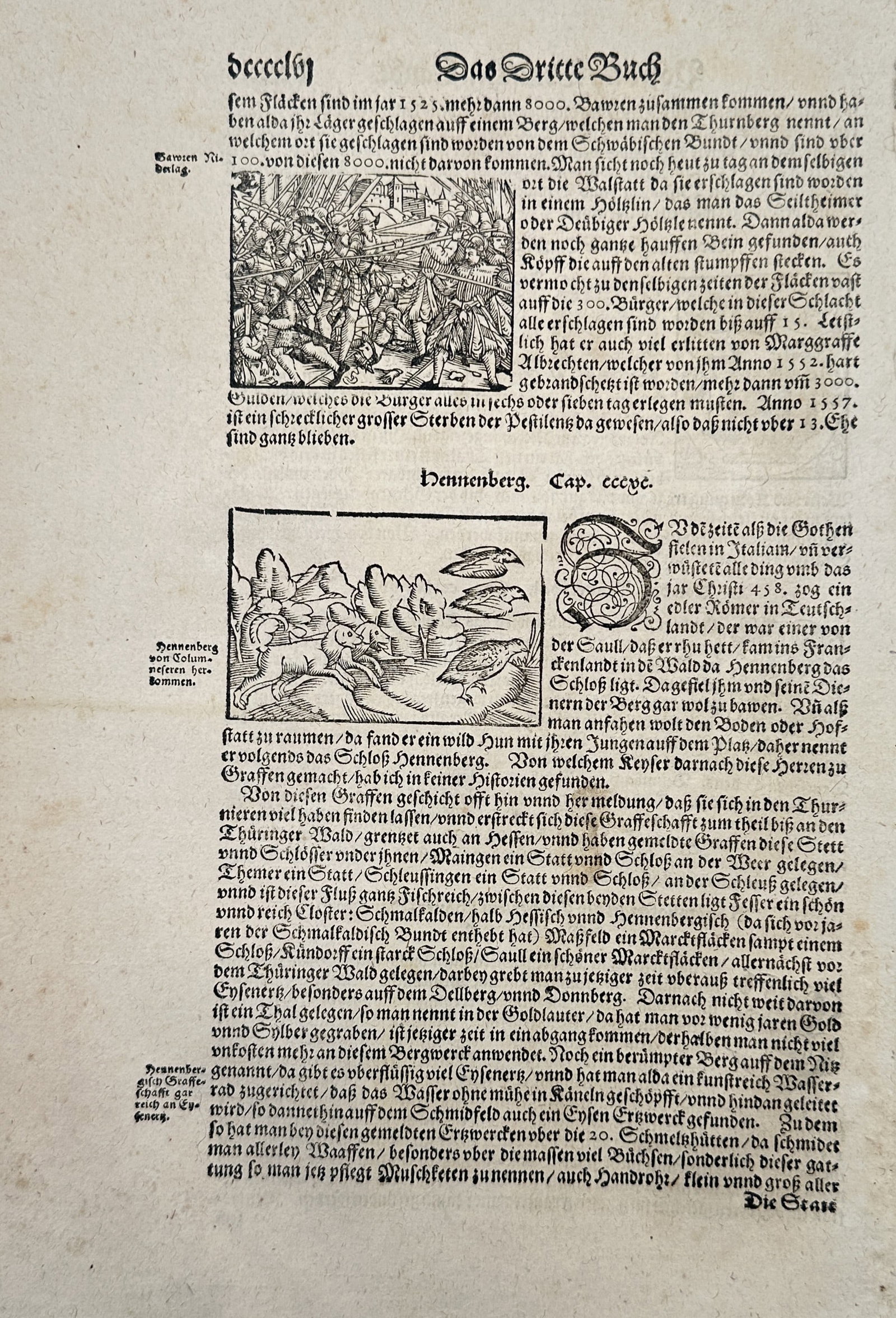 Sebastian Munster – Studies of Historical and Regional Scenes – Woodcut (16th Century) (1 of 2)