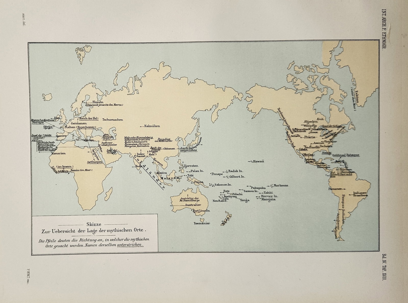 Pieter Willem Marinus Trap – Map of the Location of Mythical Places – World – Lithograph (1 of 2)