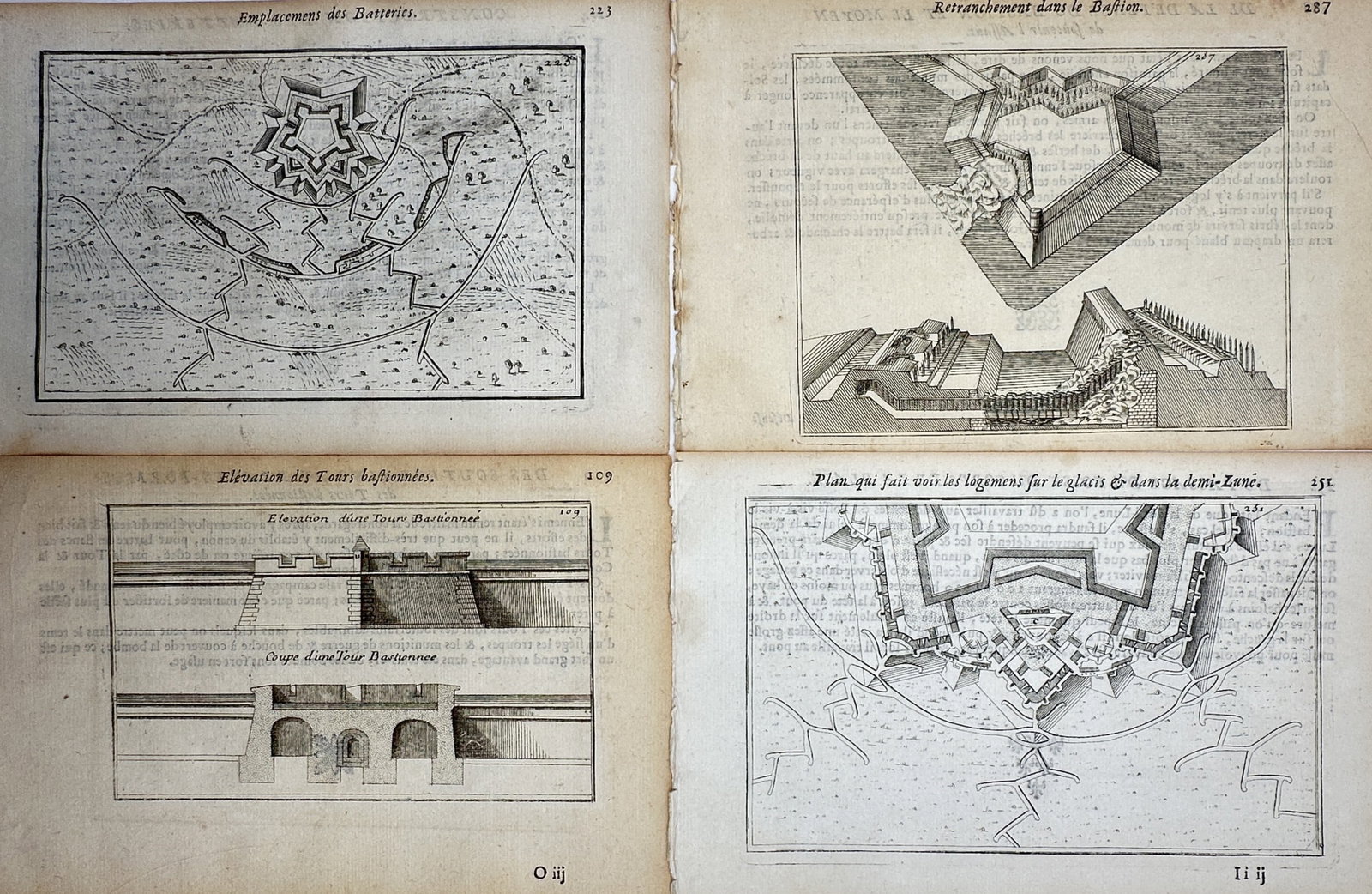 Denis Diderot – Set of 4: Artillery Batteries, Bastion Retrenchments & Glacis Lodgments (1 of 2)