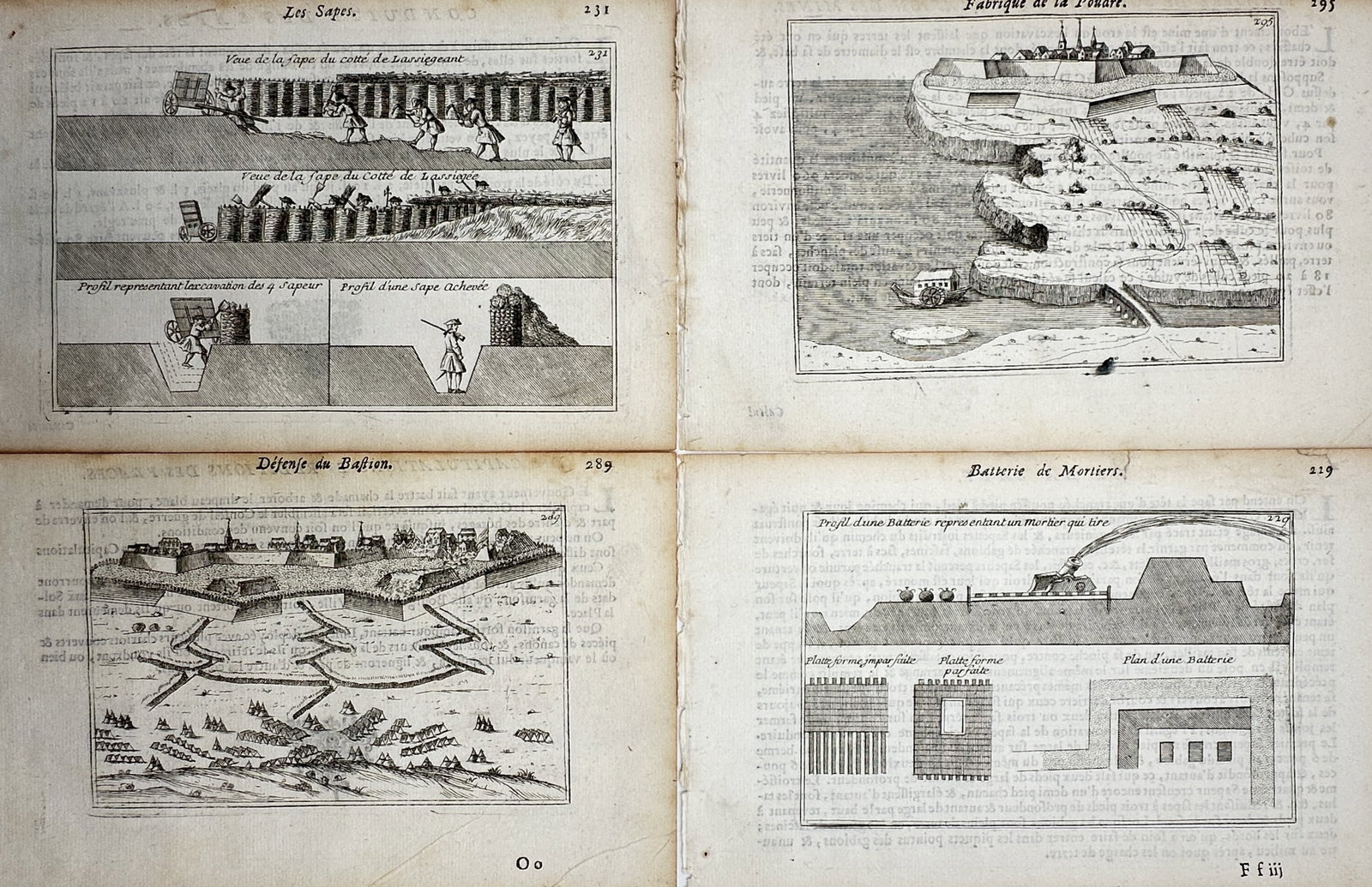 Denis Diderot – Set of 4: Sapping Methods, Gunpowder Mills & Mortar Batteries (1 of 2)