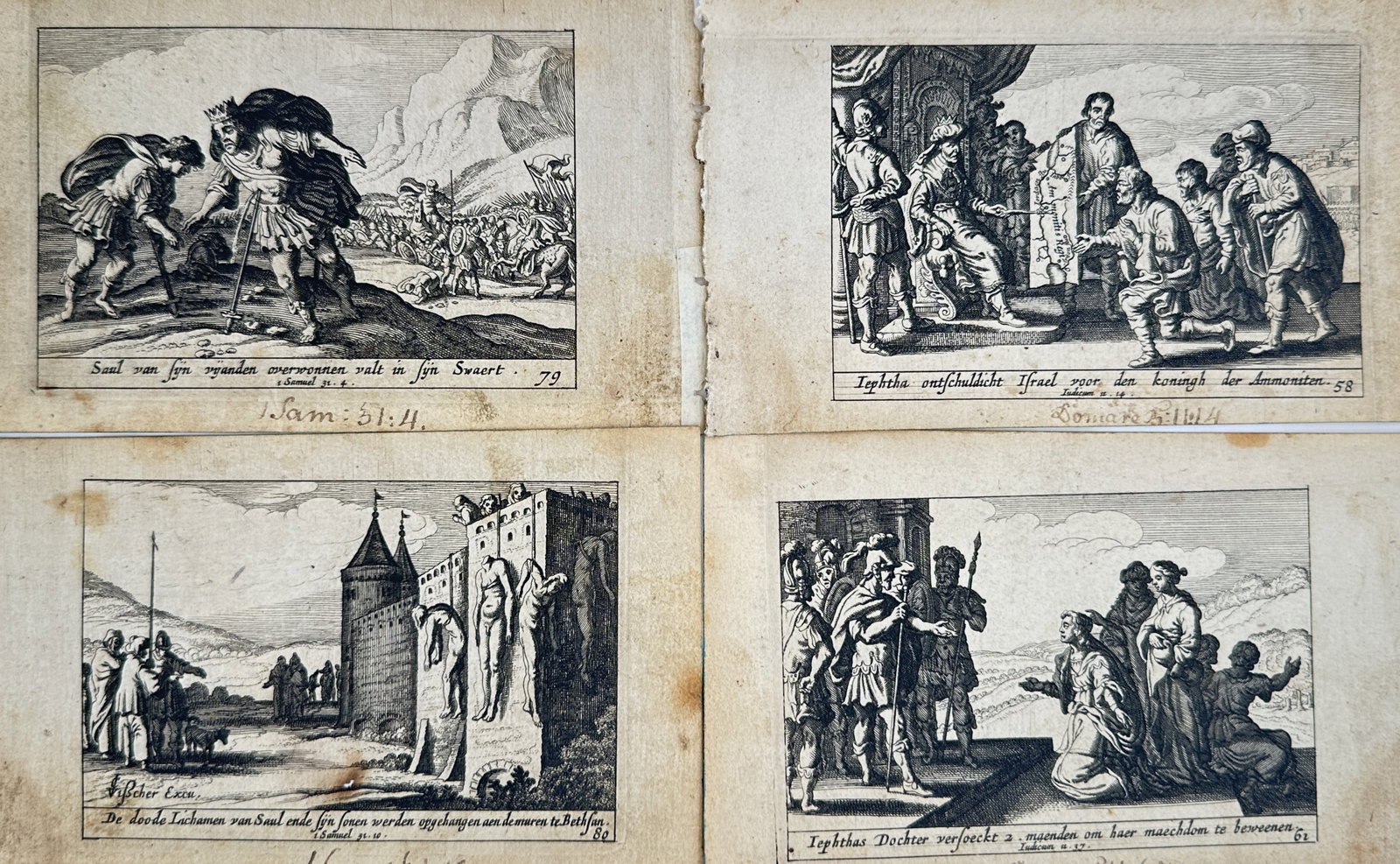 Pieter Hendricksz. Schut – Set of 4: Kings and Judges Biblical History – Copperplate Engraving (1 of 2)