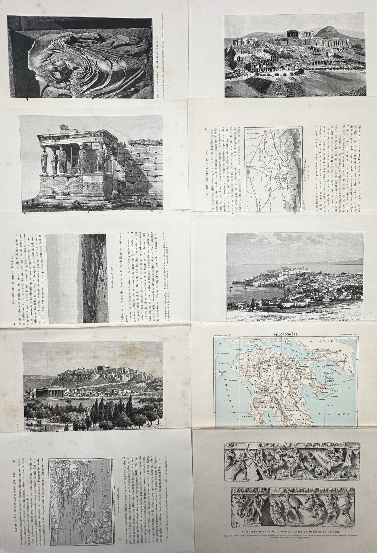 Victor Duruy – Set of 10: Classical Antiquity Landscapes and Greek Artifacts – Heliogravure (1 of 2)