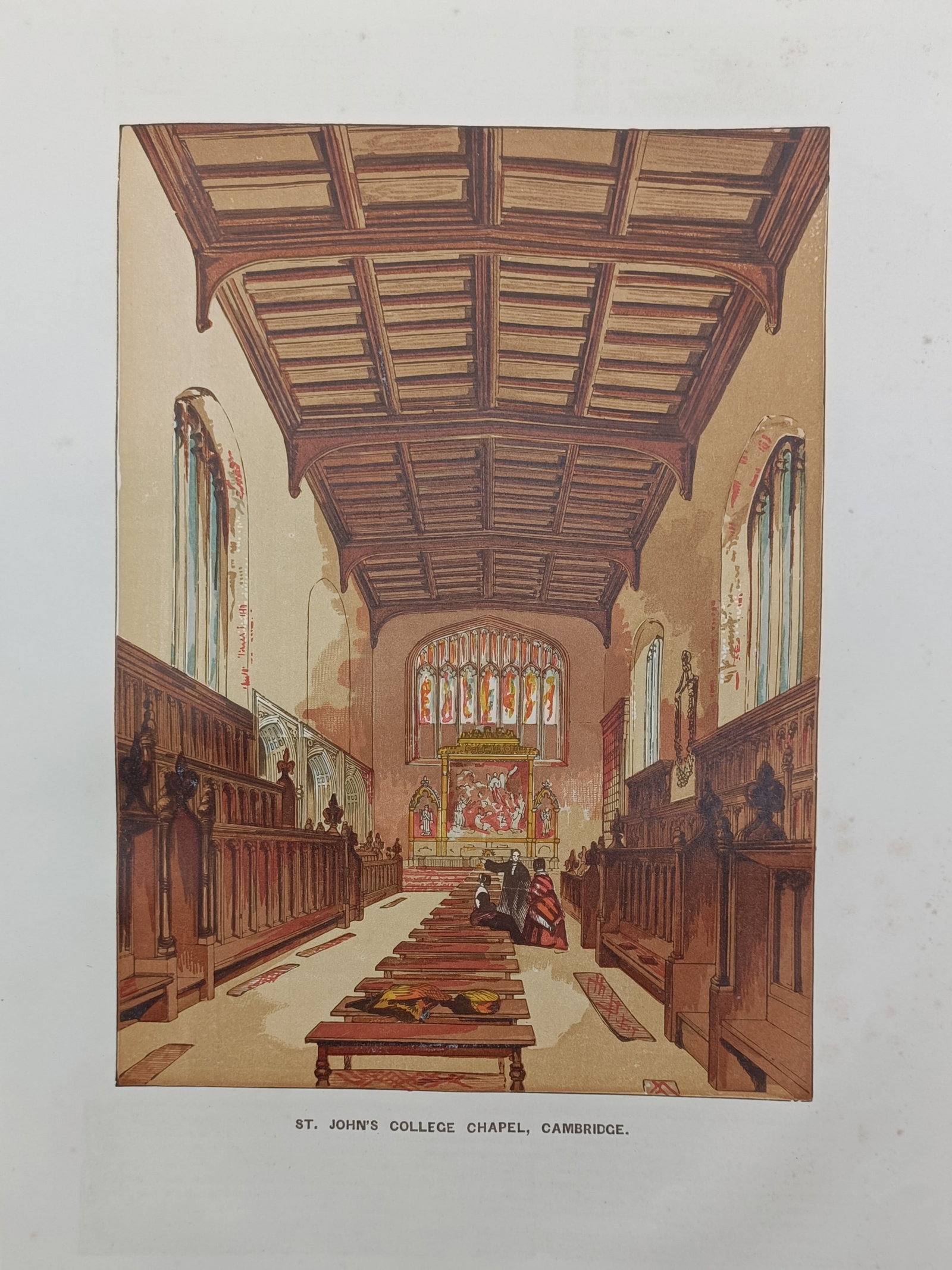 Charles Knight – Interior of St. John's College Chapel, Cambridge – Chromolithograph (19th (1 of 2)