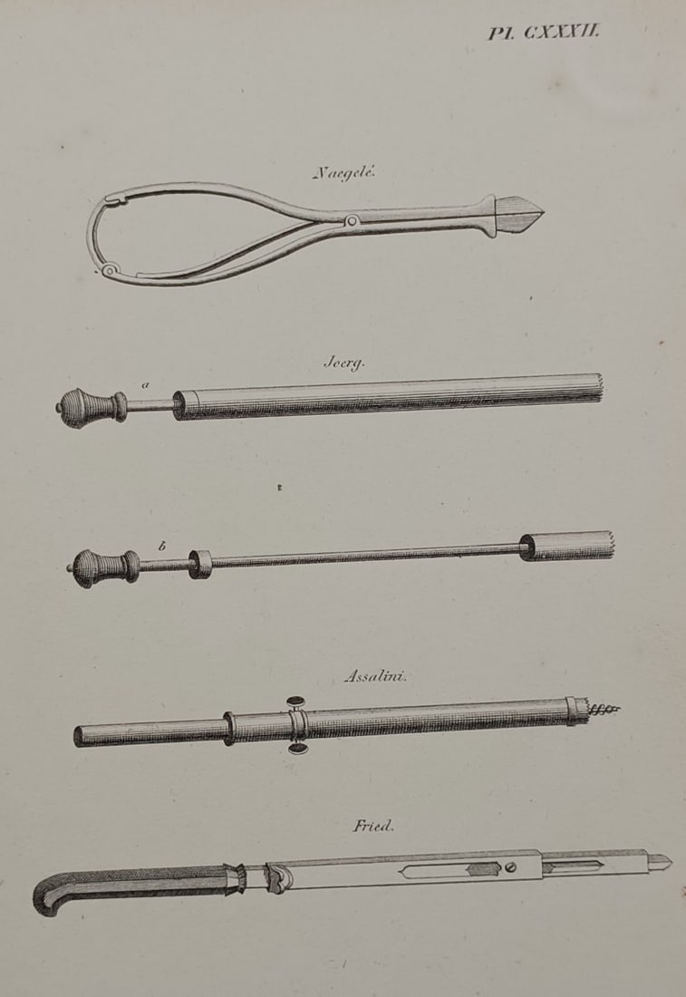 Dr. Prosper Ménière (1799–1862) – Technical Study of Surgical Instruments – Engraving (1 of 2)
