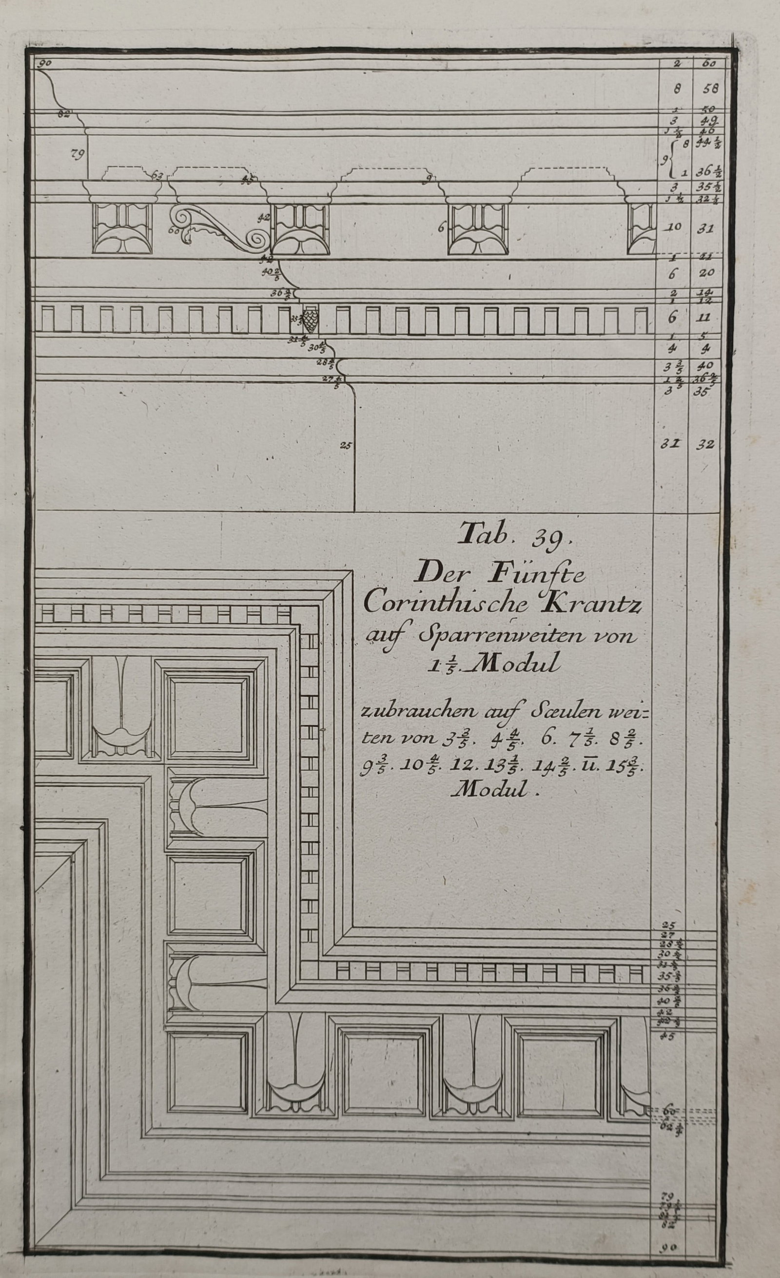 Leonhard Christoph Sturm (1669–1719) – Architectural Study of the Corinthian Cornice – (1 of 3)