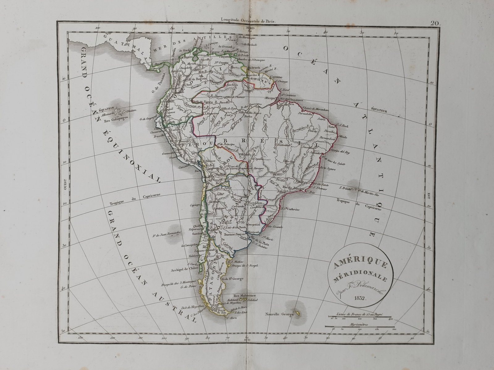 Félix Delamarche (1789–1856) – Map of South America – Hand-coloured copperplate engraving (1 of 2)