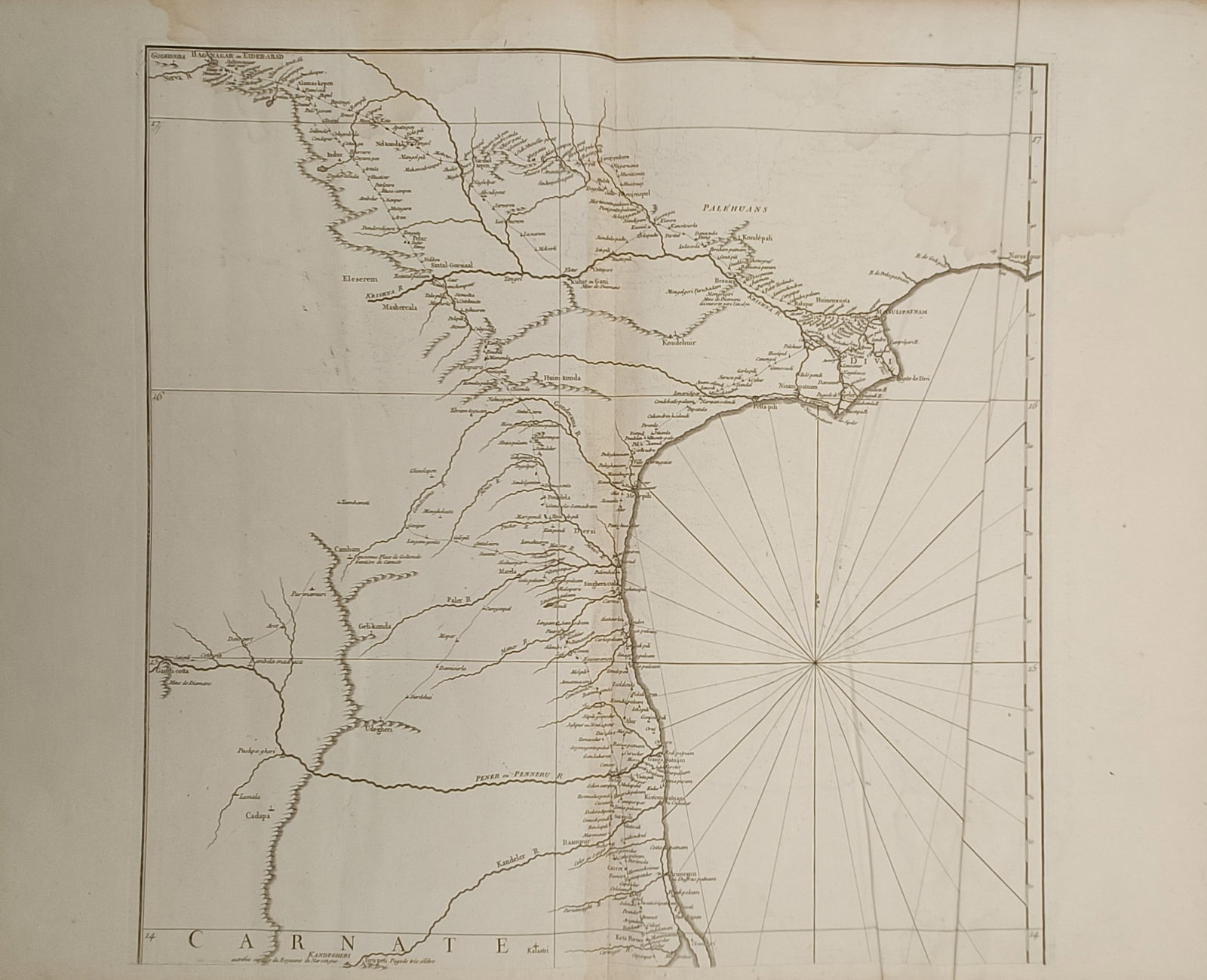 Jean-Baptiste Bourguignon d'Anville (1697–1782) – Map of the Carnatic Coast – India – (1 of 2)