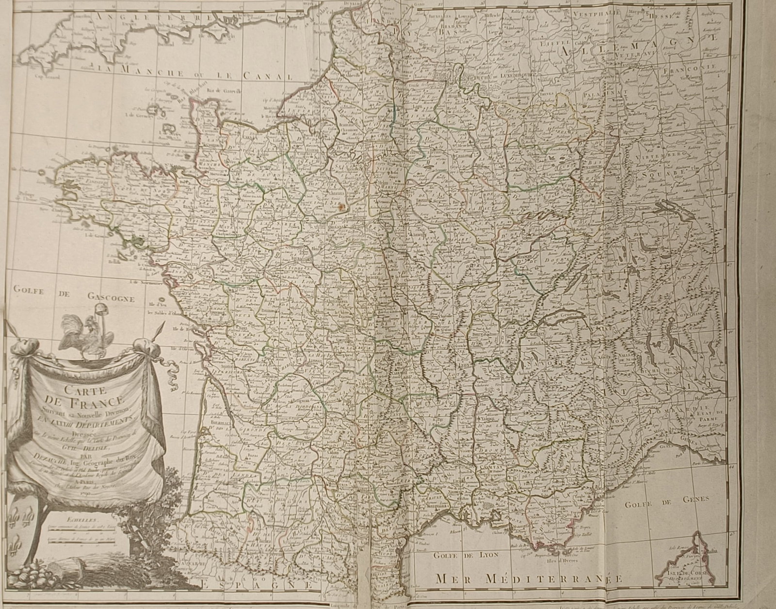 Jean-Claude Dezauche (1745–1824) – Map of France – Engraving (1790) (1 of 2)