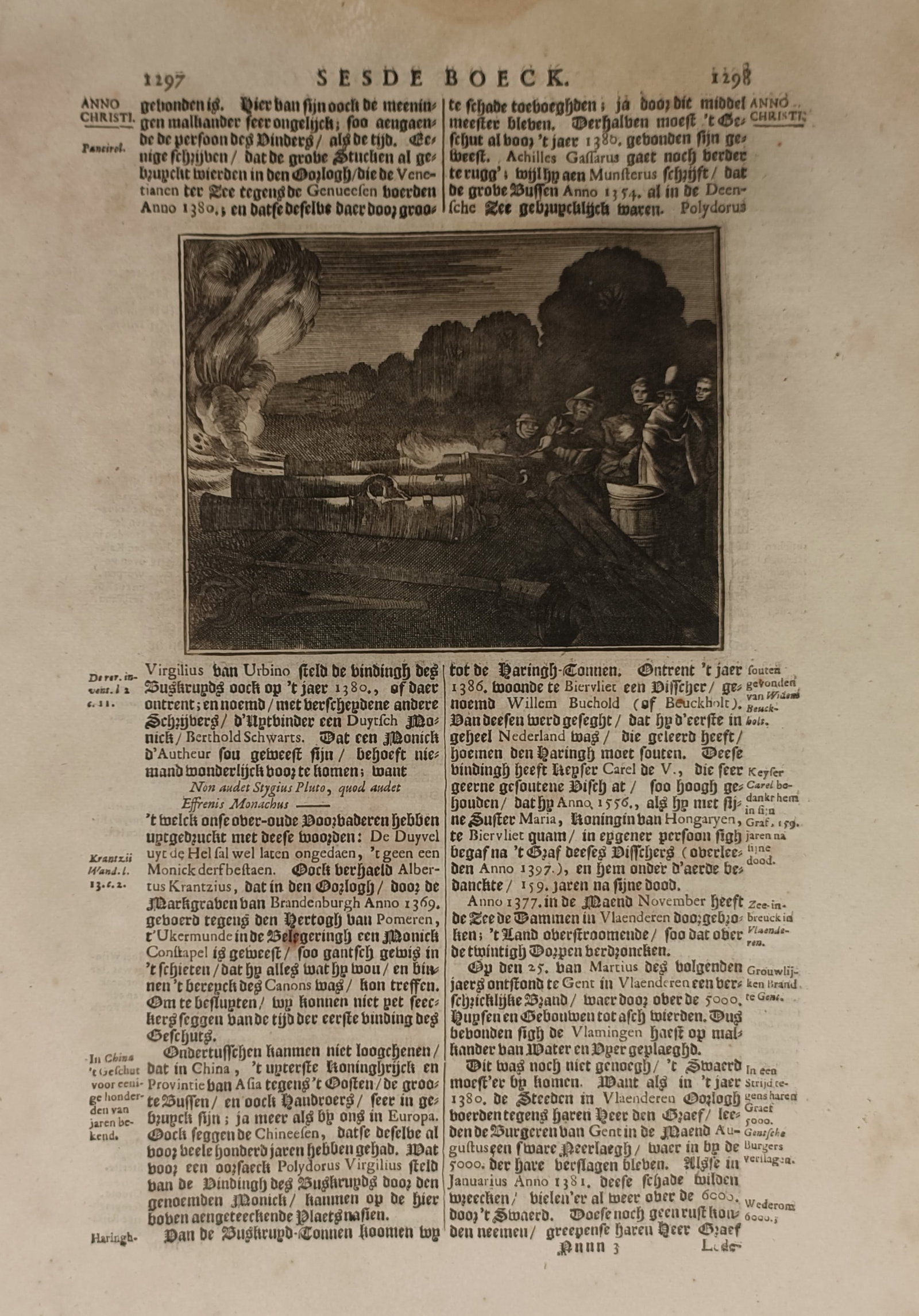 Johann Ludwig Gottfried – Illustration of an Early Cannon and Artillery Crew – Engraving (1638) (1 of 2)