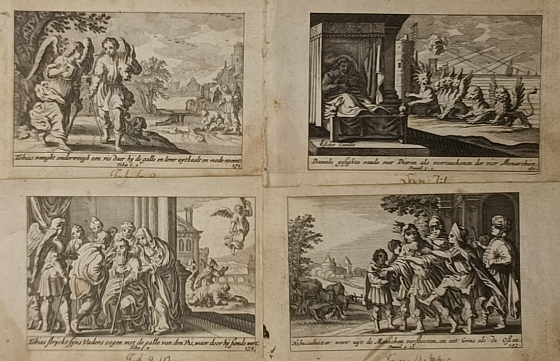 Pieter Schut – Set of 4: Biblical Scenes from the Old Testament and Apocrypha – Engraving (1659) (1 of 2)