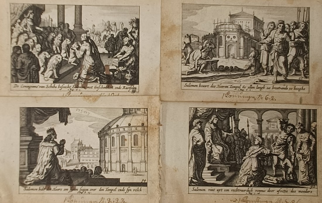Pieter Schut – Set of 4: Biblical Scenes from the Life of King Solomon – Engraving (1659) (1 of 2)