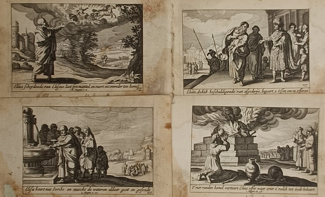 Pieter Schut – Set of 4: Biblical Scenes from the Lives of Elijah and Elisha – Engraving (1659) (1 of 2)