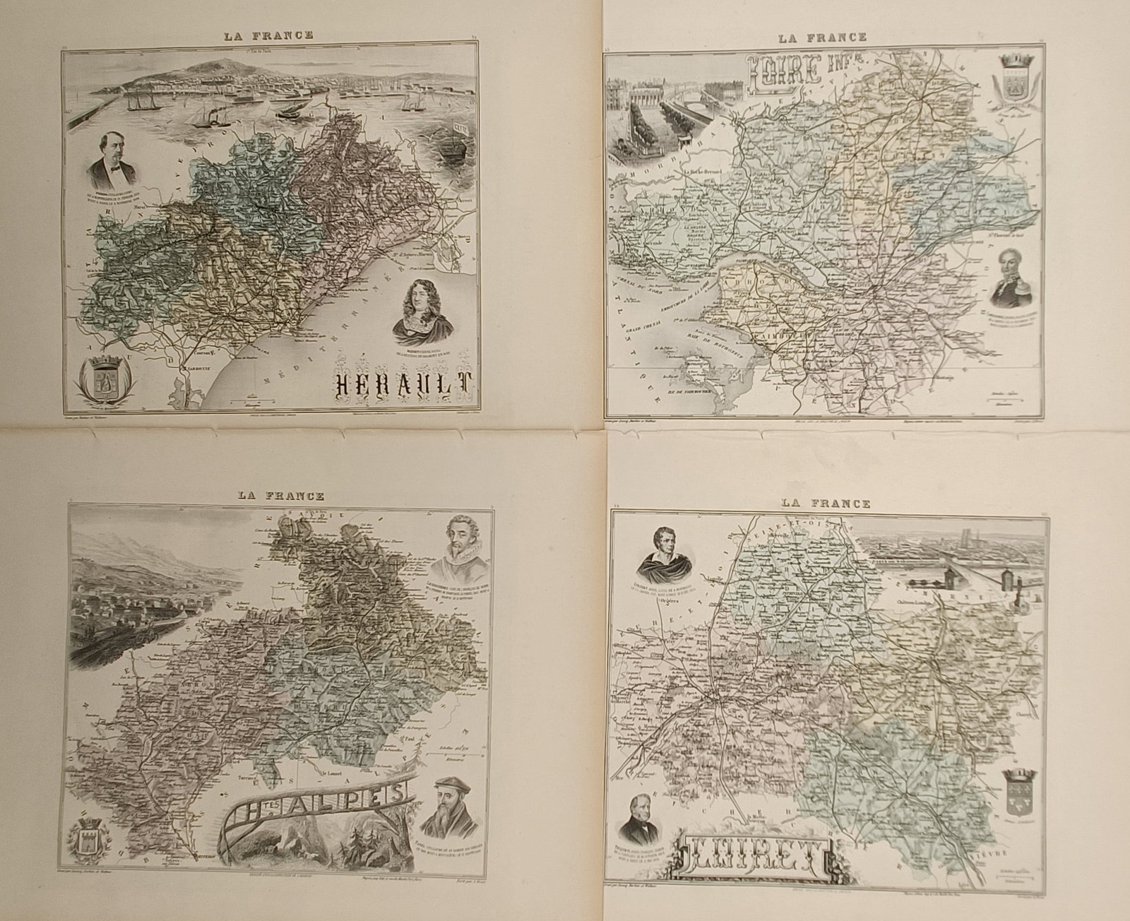 Alexandre Vuillemin – Map of Herault, Loire-Inferieure, Hautes-Alpes, and Loiret Departments – (1 of 2)
