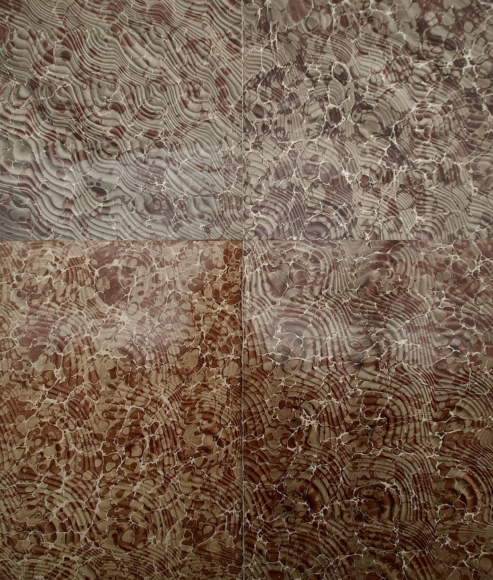 Unknown Artist – Set of 4 Marbled Book Endpapers sheets – Marbled Paper (19th century) (1 of 2)