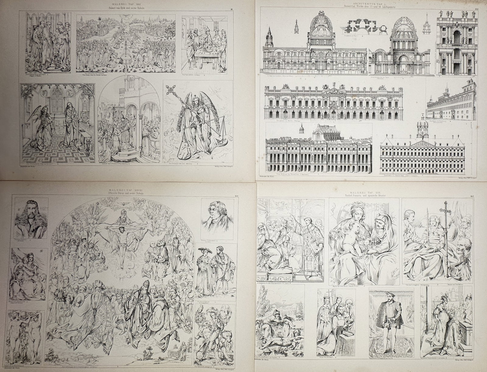 Paul Neff – Set of 4: Historical Surveys of European Painting and Architecture – Engravings (1 of 2)