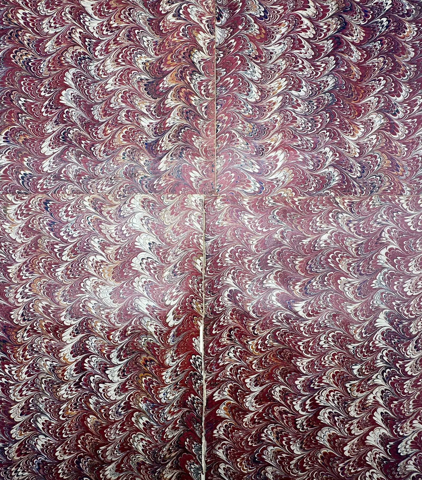 Unknown Artist – Set of 4: Red Nonpareil Bookbinding Decorative Endpapers – Marbled paper (1 of 2)