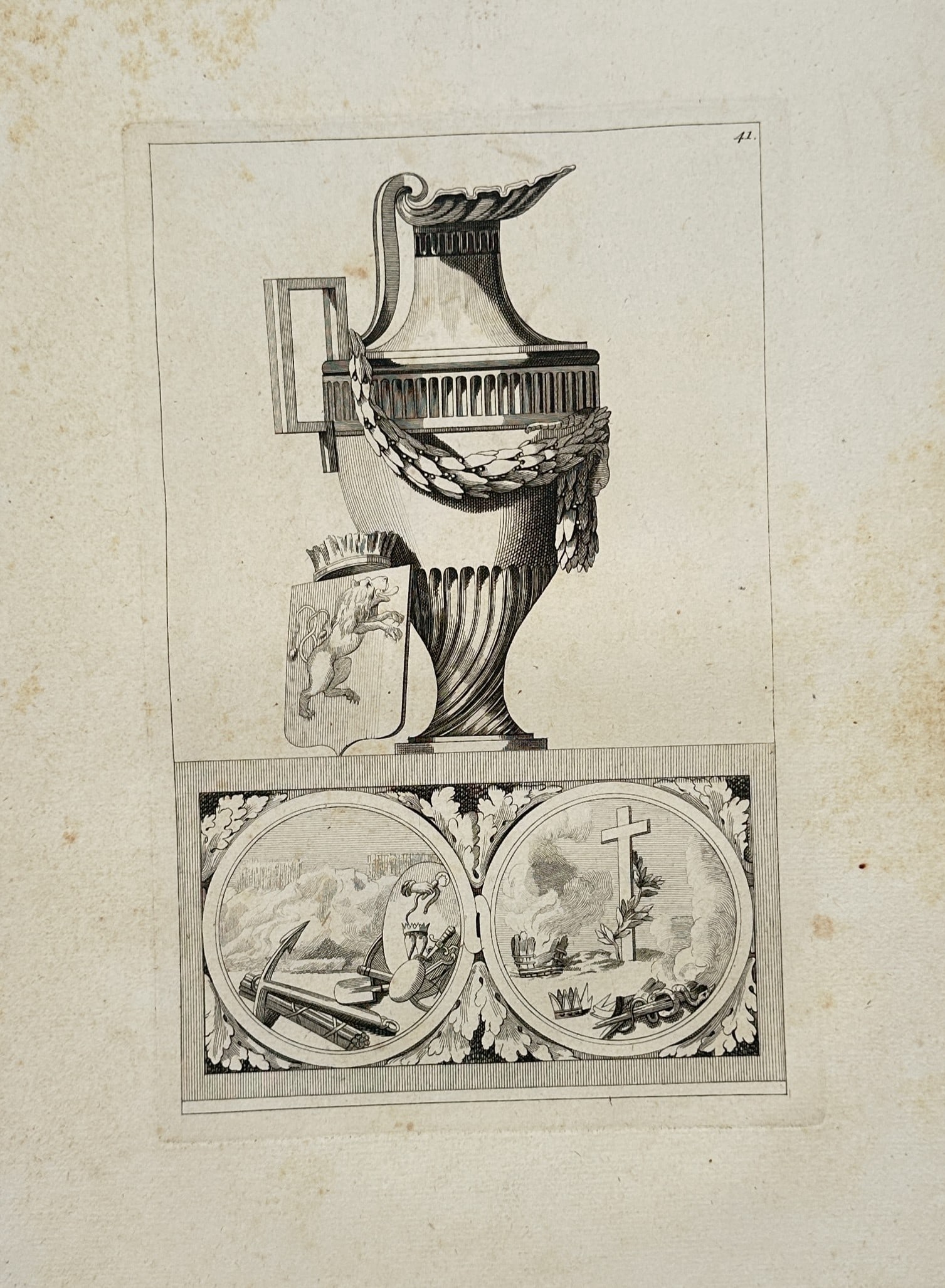 Jean-Charles Delafosse - Neo-Classical Vase and Roundels - Engraving (18th Century) (1 of 2)