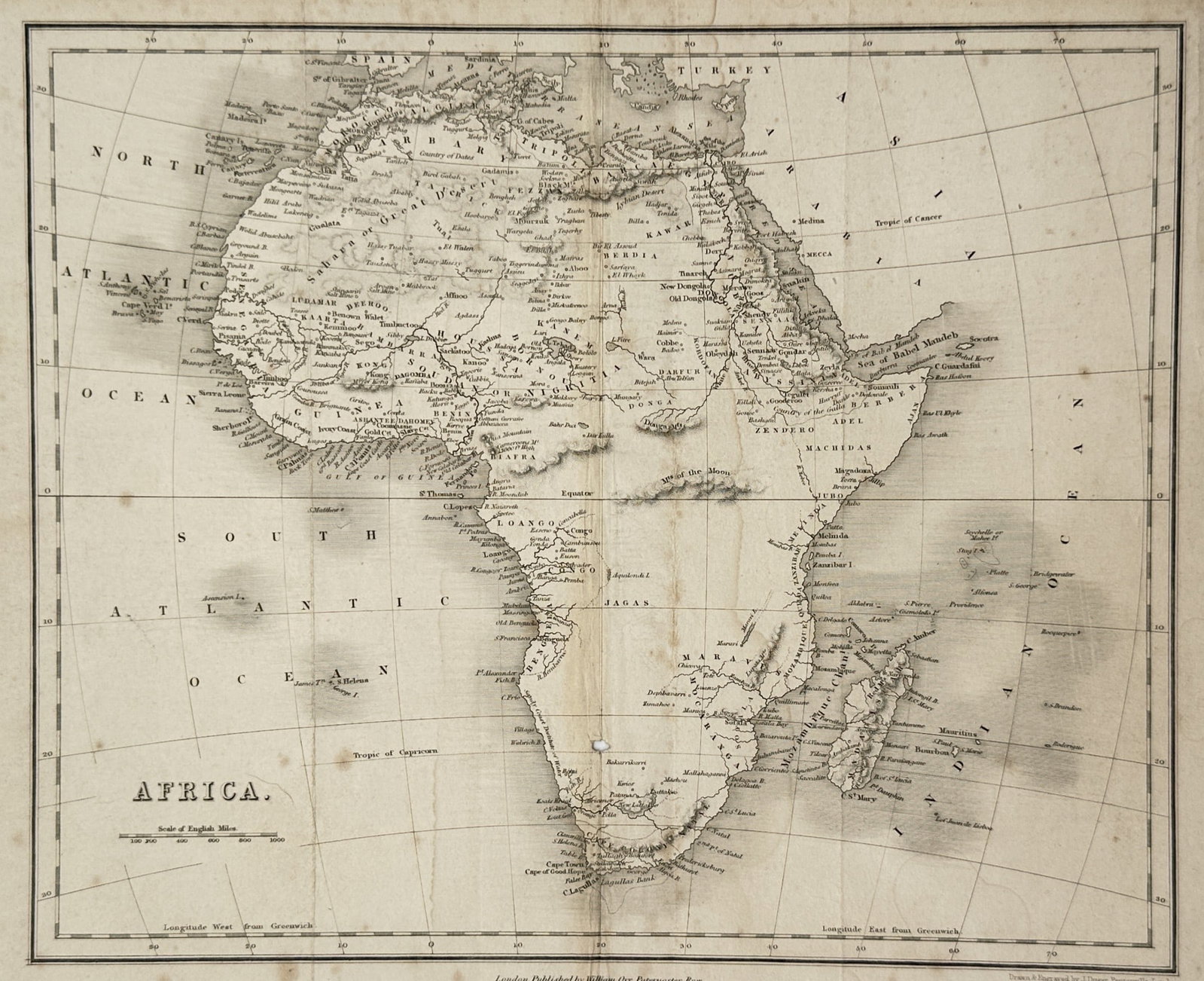 John Dower – Map of Africa – Engraving (19th Century) (1 of 2)