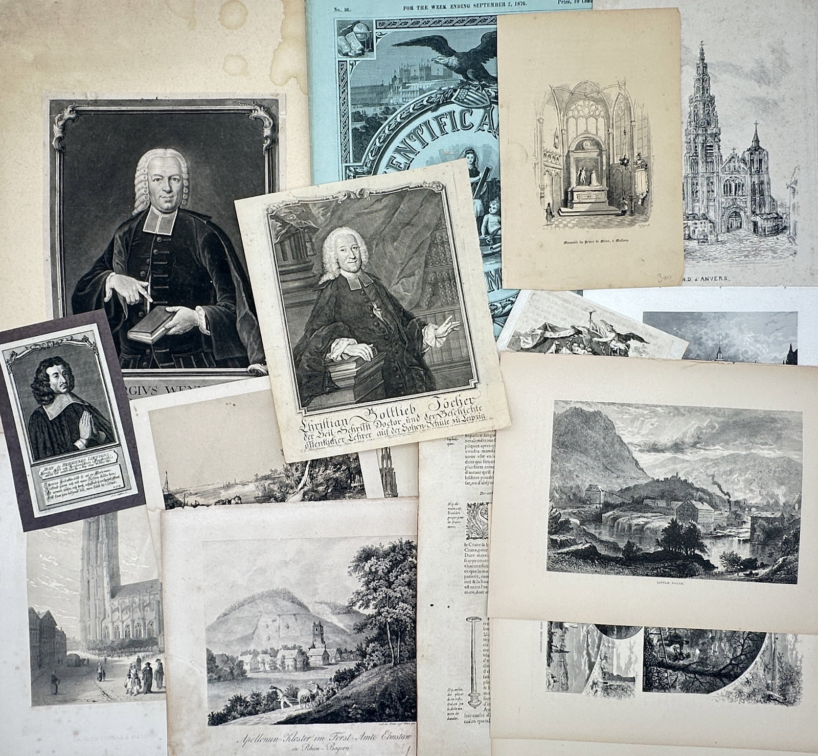 Unknown Artist – Set of 15: Mixed Historical Portrait and Landscape Studies – Prints (20th (1 of 2)
