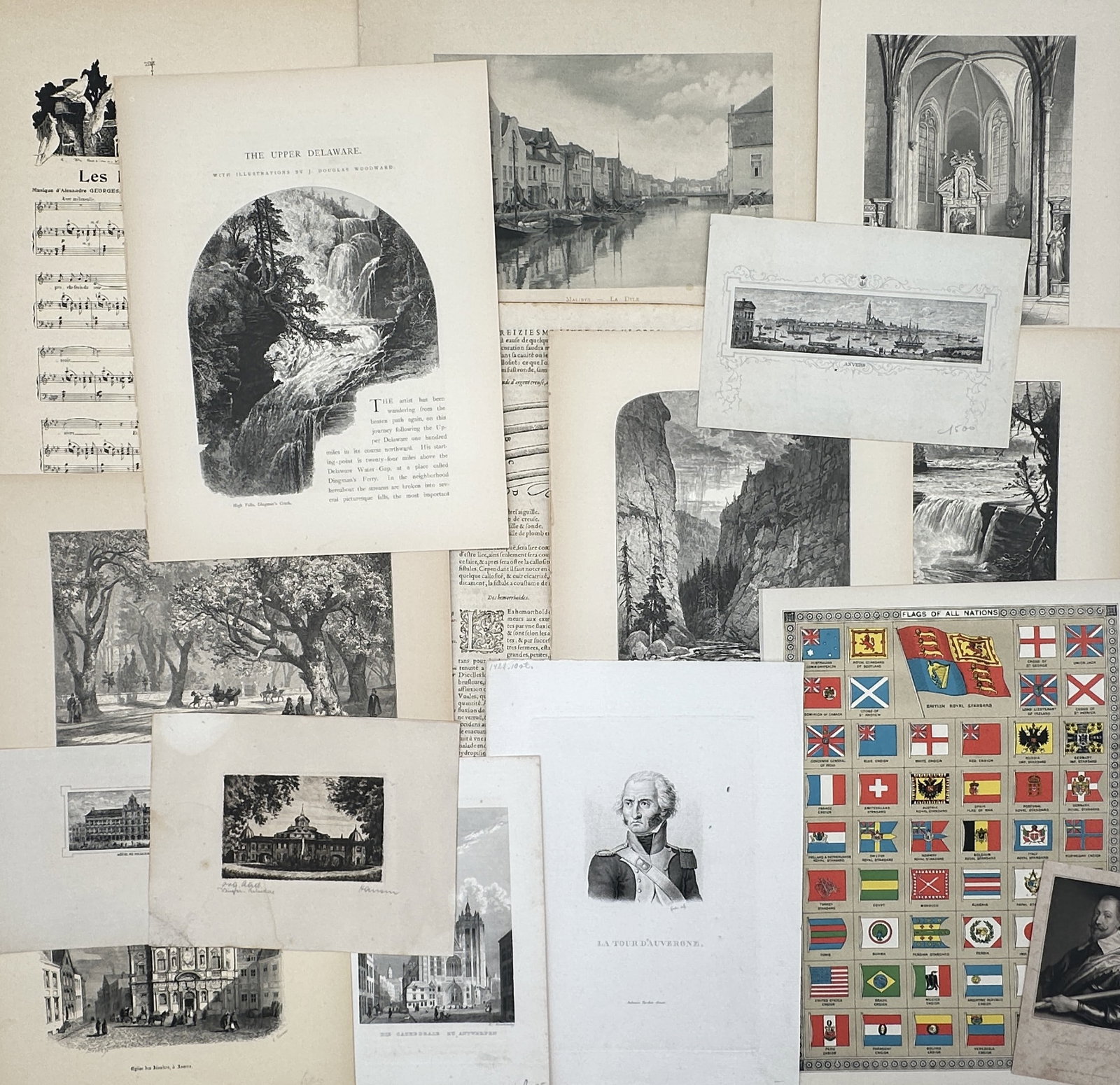 Unknown Artist – Set of 15: Mixed Historical Topographical and Portrait Studies – Prints (1 of 2)