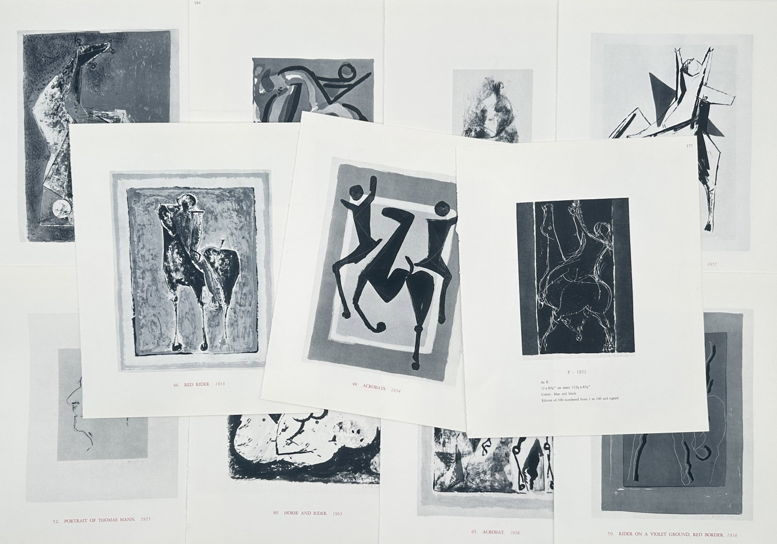 Marino Marini, after – Set of 10: Modernist Horse, Rider, and Acrobat Studies – Offset prints (1 of 2)