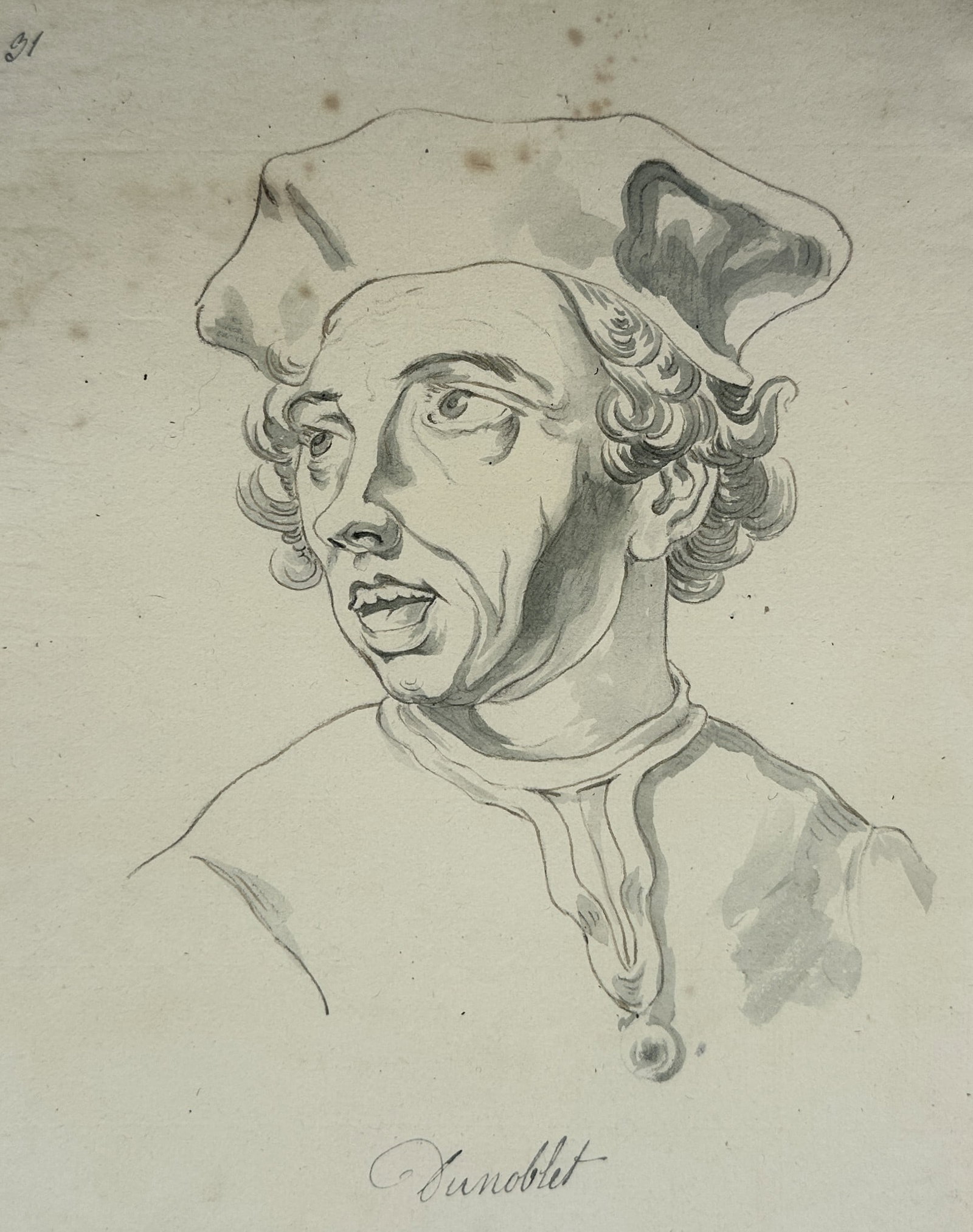 Unknown Artist – Portrait of Dunoblet – Ink Drawing (17th Century) (1 of 2)