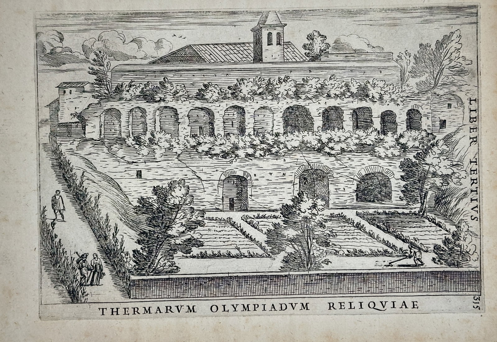 Alessandro Donati – Architectural View of the Baths of Olympias in Rome – Engraving (17th (1 of 2)