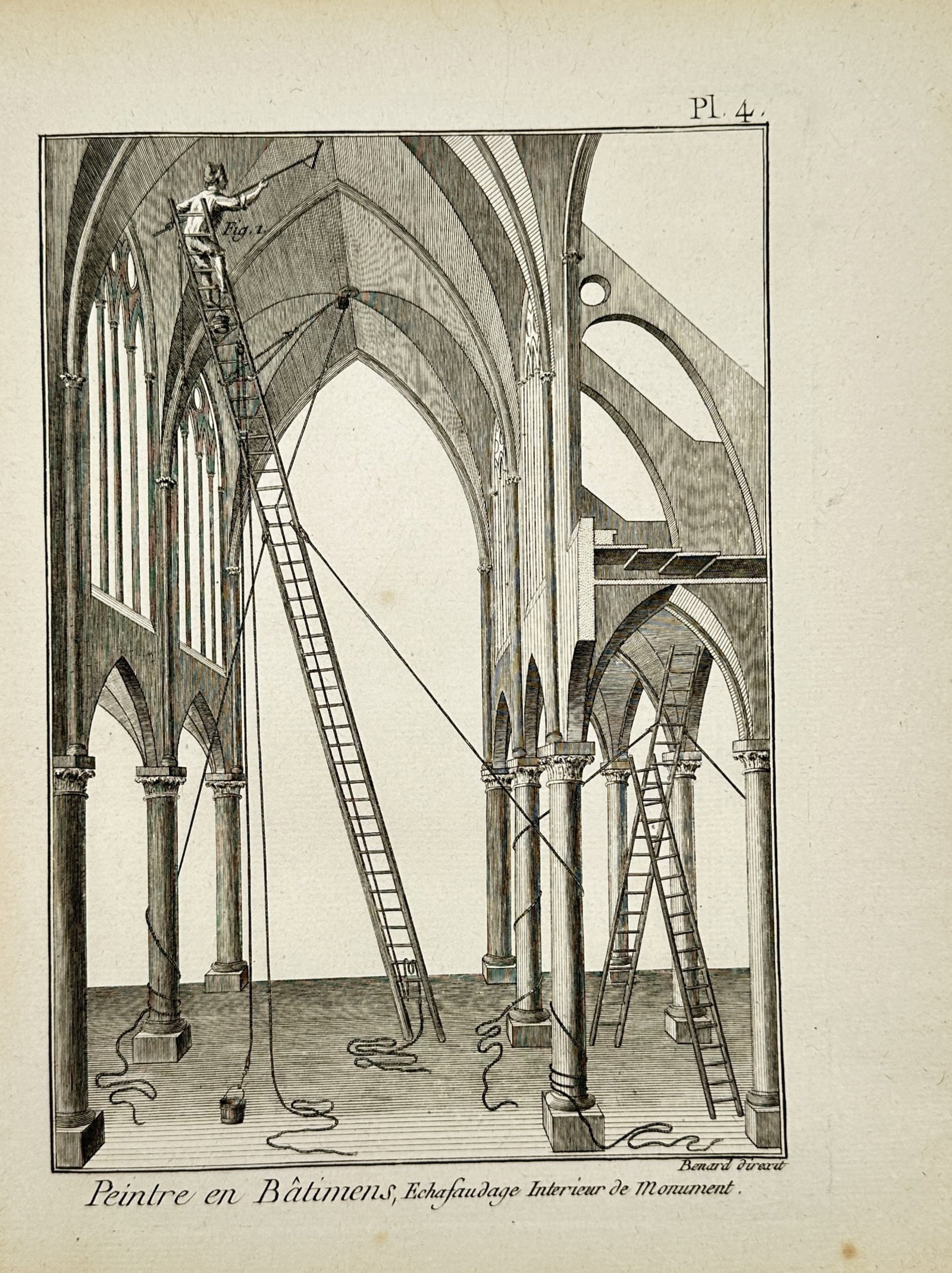 Robert Benard – Technical Study of Monumental Interior Scaffolding and House Painting – (1 of 2)