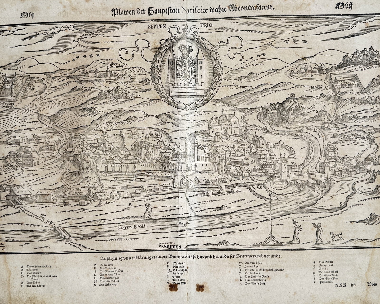 Sebastian Munster – Map of Plauen – Germany – Woodcut (1550) (1 of 3)