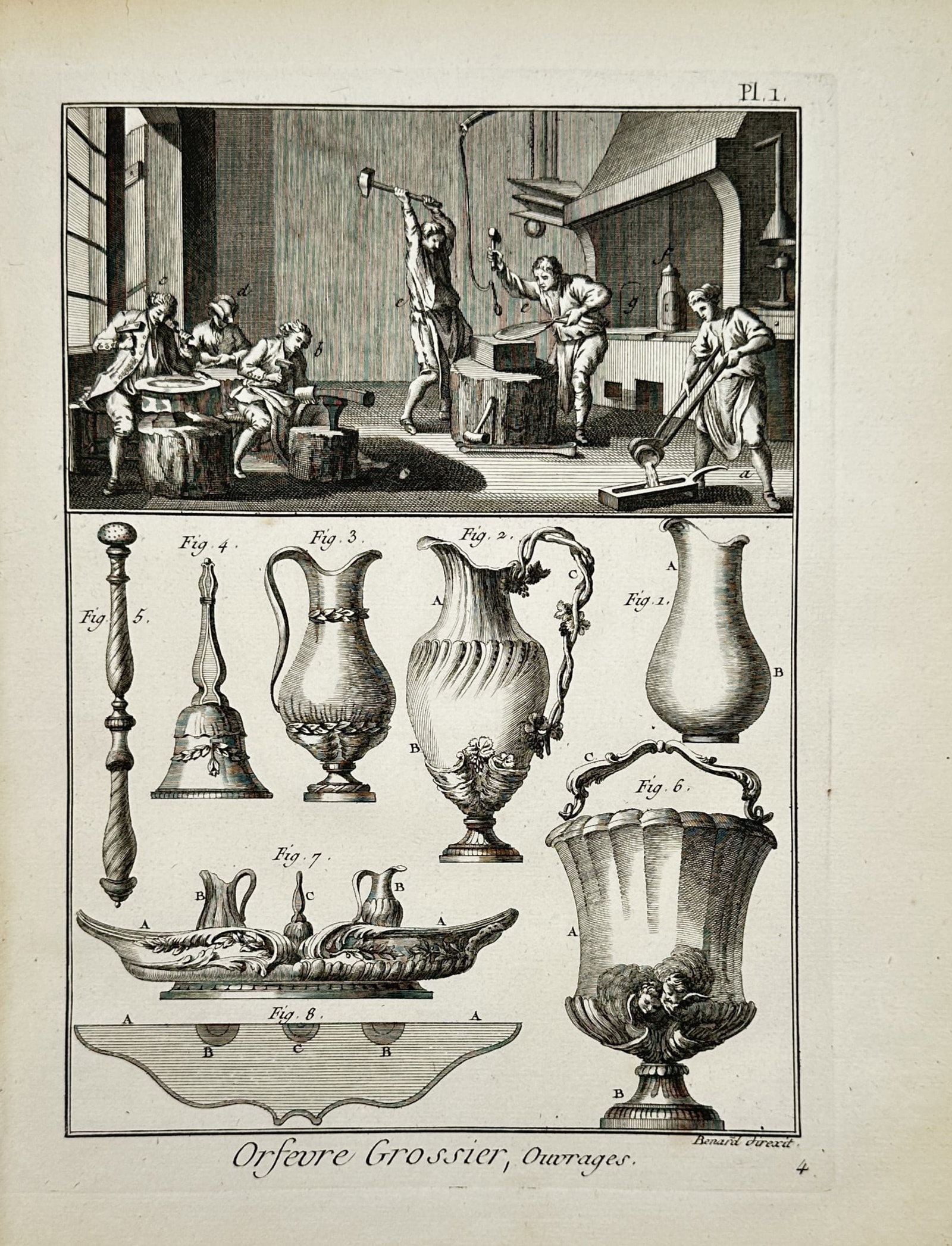 Robert Bénard – Technical Study of Goldsmithing and Metalwork – Engraving (18th Century) (1 of 2)