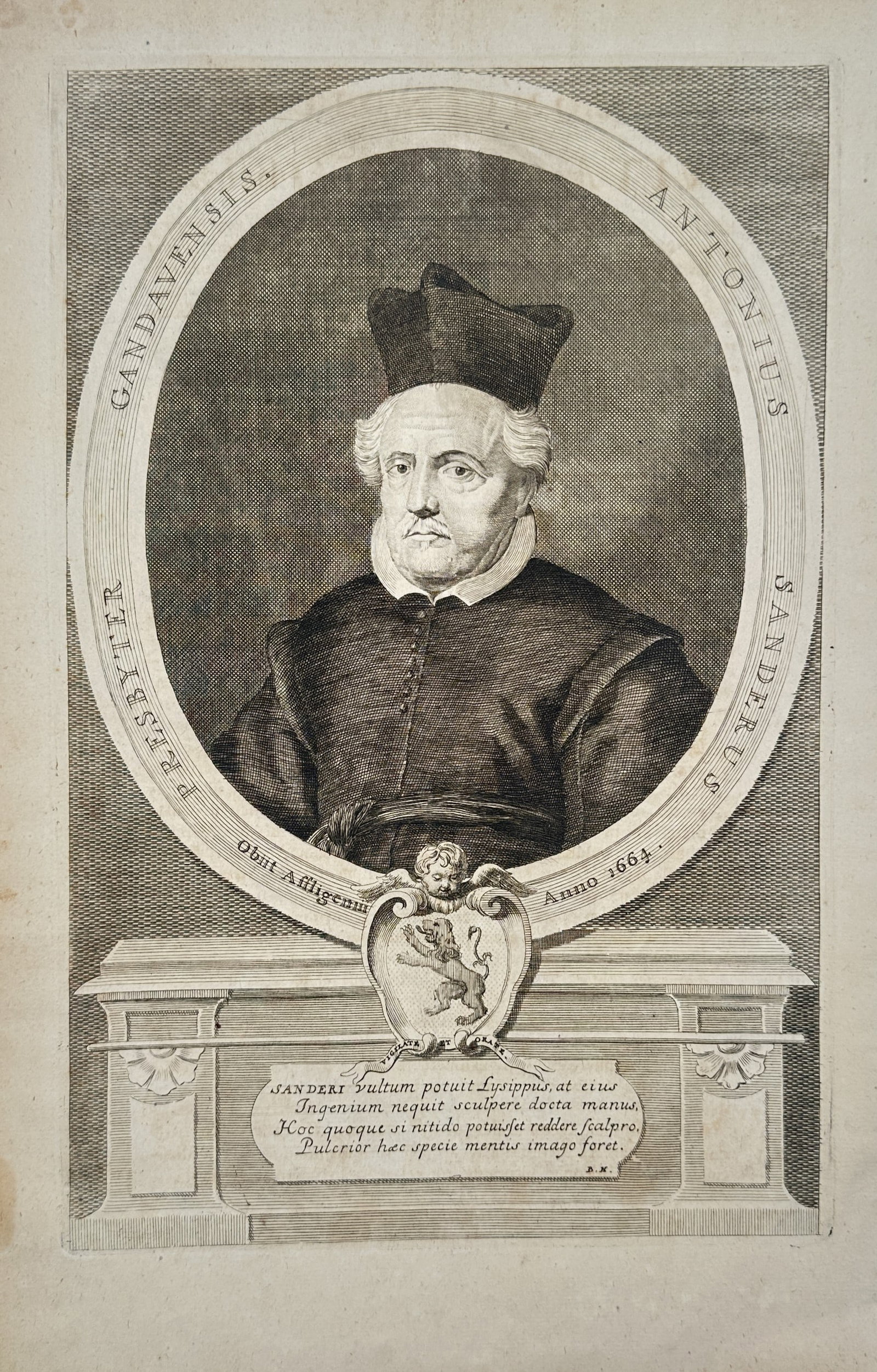 Jacobus Harrewijn – Portrait of Antonius Sanderus – Engraving (18th Century) (1 of 2)