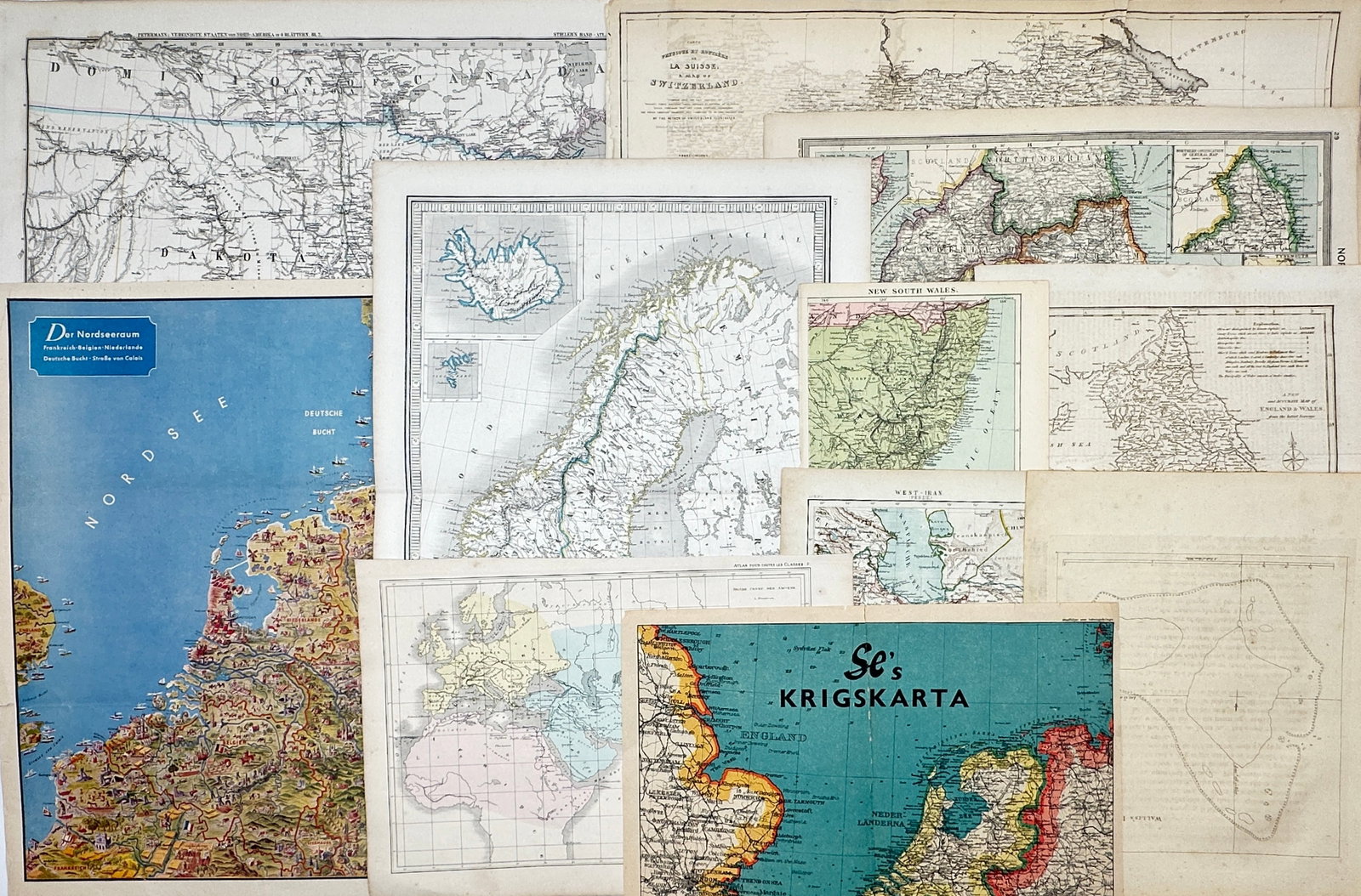 Different Authors – Set of 11: Maps of Geographical Regions (European nations) – Engravings (1 of 1)