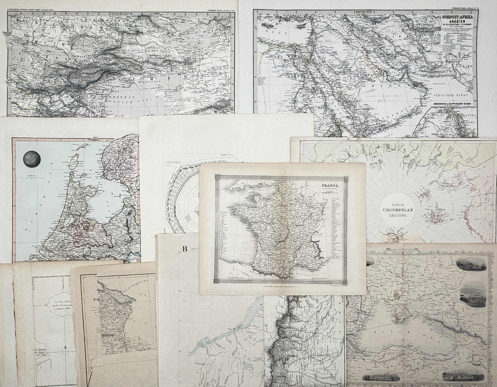 Different Authors – Set of 11: International Historical Maps (France, Arabia, the Black Sea) (1 of 2)