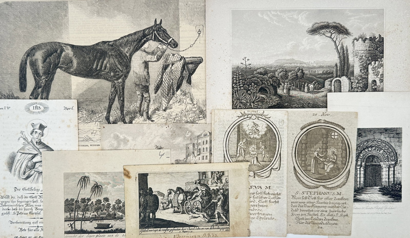 Unknown Artist – Set of 9: Eclectic Historical, Biblical, and Landscape Studies – Engravings (1 of 2)