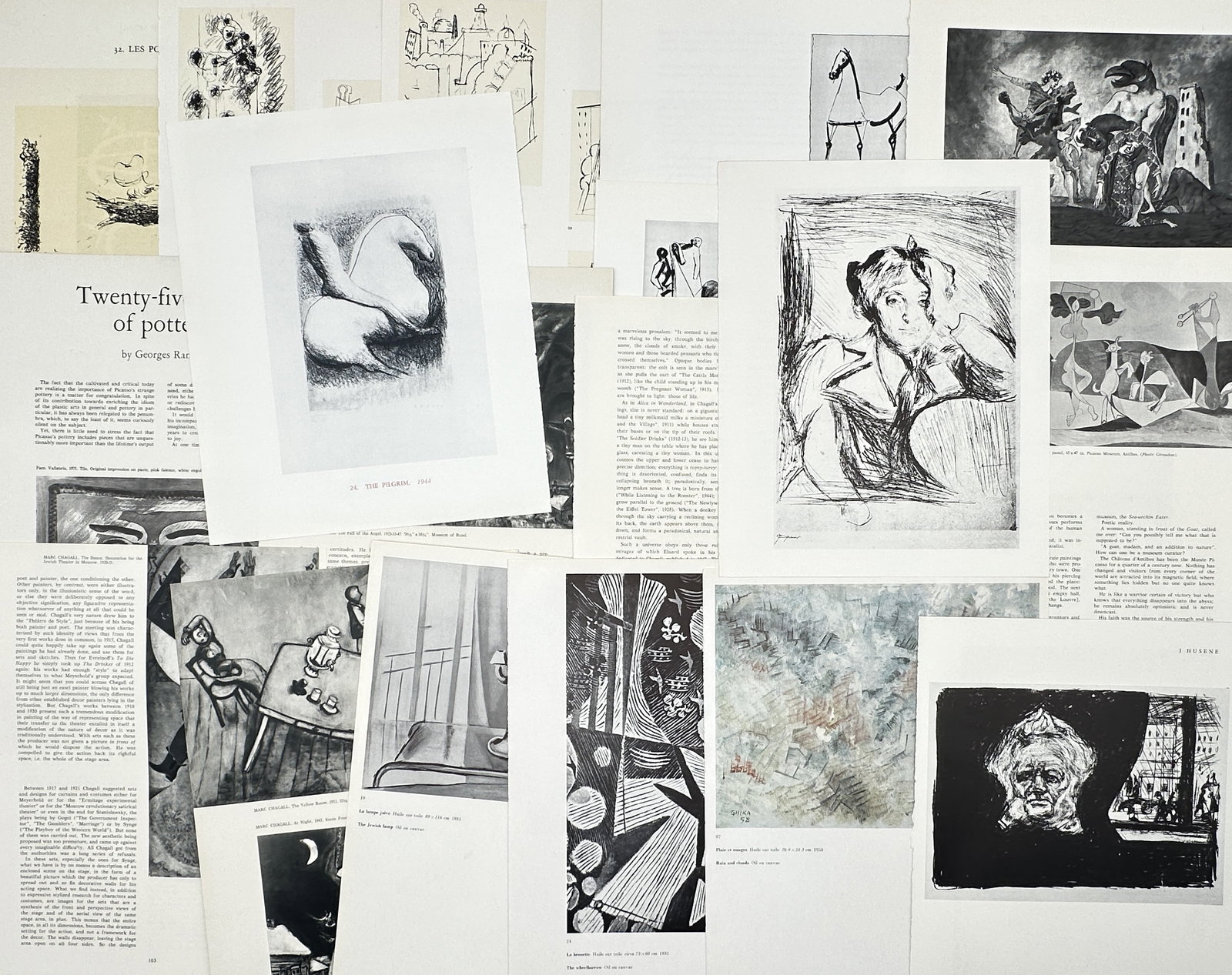Unknown Artist – Set of 18: Modern Art Masterpieces and Avant-Garde Studies – Offset Prints: Modern Art Collection depicts a broad overview of diverse twentieth-century graphic expressions, including expressive figurative portraits, abstract linear compositions, surreal dreamscapes, and text-