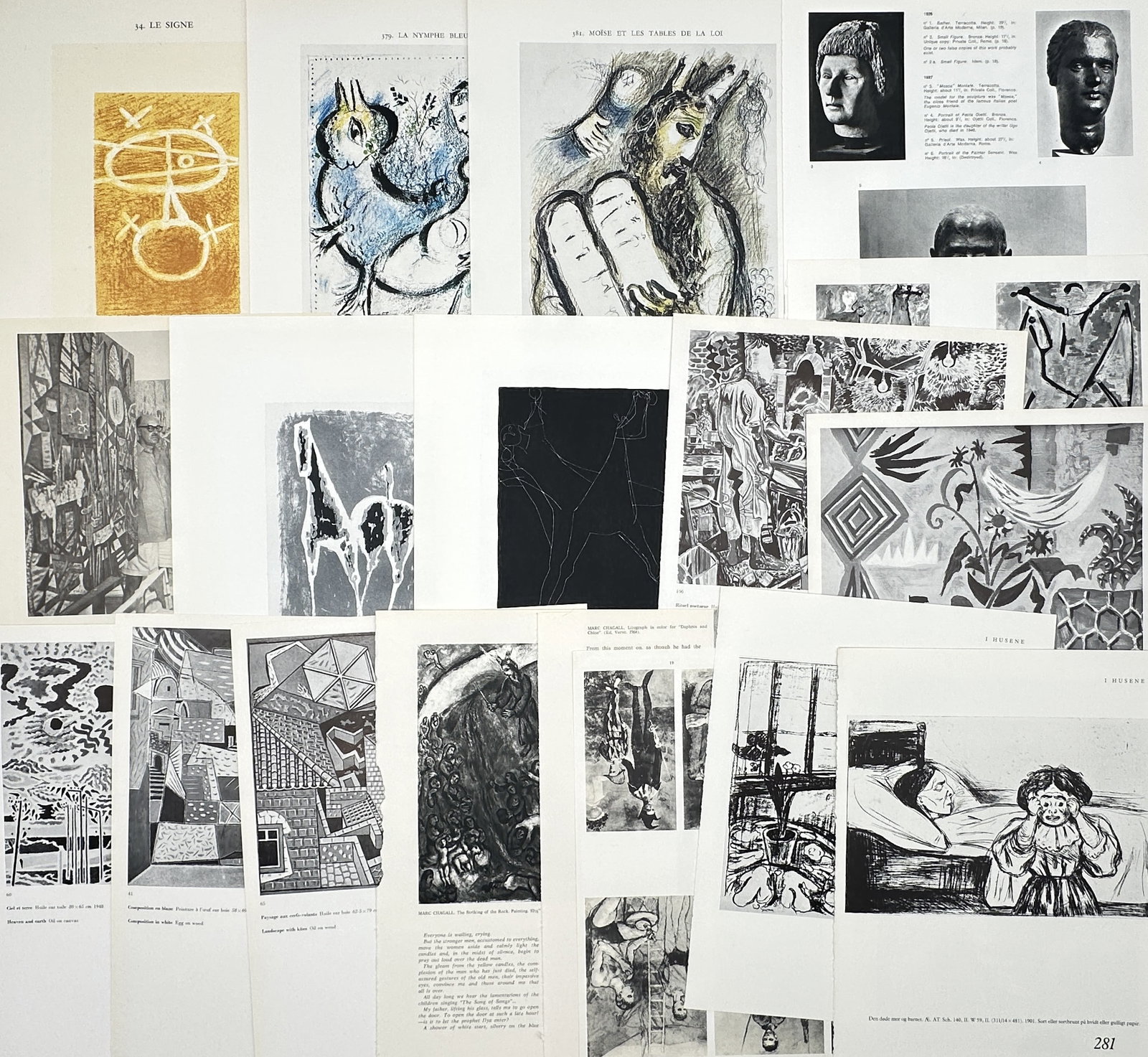 Unknown Artist – Set of 18: Modern Art Masterpieces and Avant-Garde Studies – Offset Prints: Modern Art Collection depicts a broad overview of diverse twentieth-century graphic expressions, including expressive figurative portraits, abstract linear compositions, surreal dreamscapes, and text-