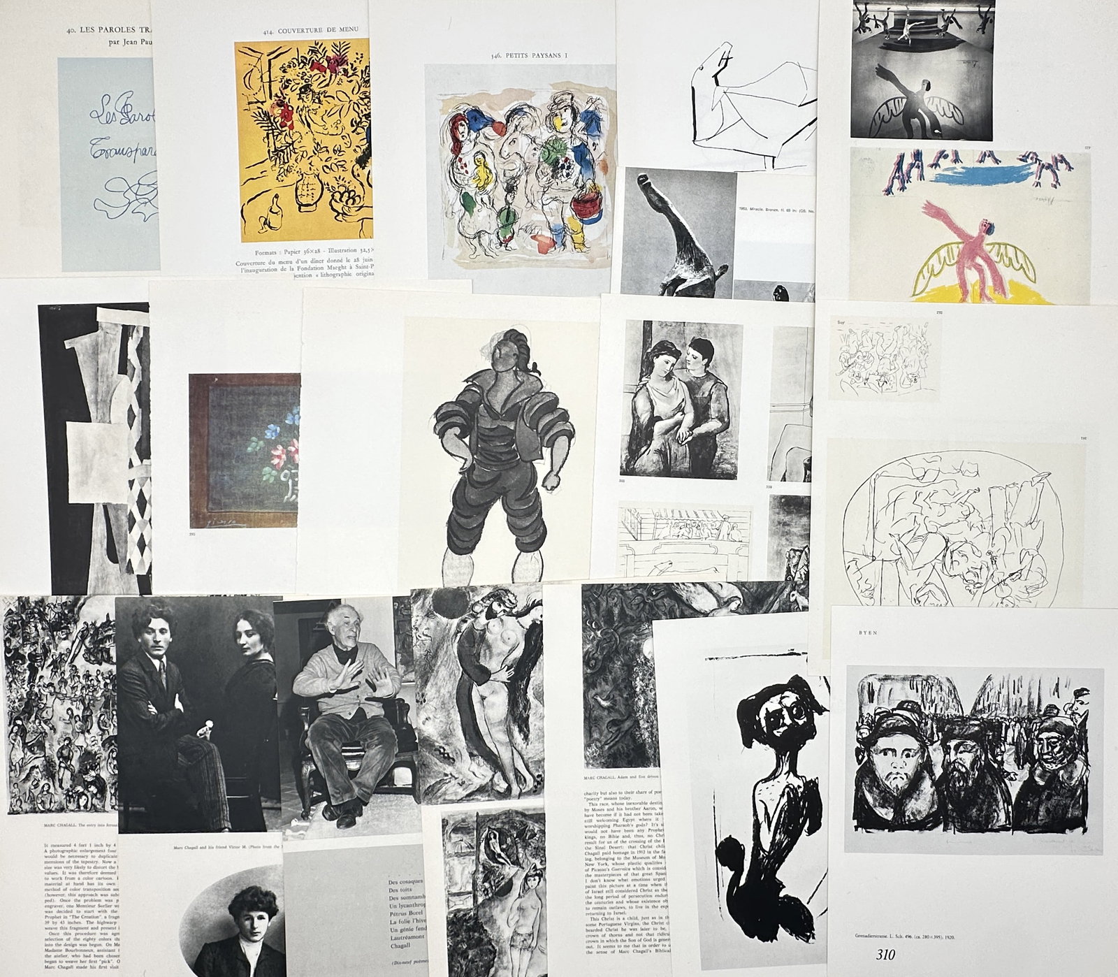 Unknown Artist – Set of 18: Modern Art Masterpieces and Studies – Offset Prints (20th Century): Modern Art Collection depicts a broad overview of diverse twentieth-century graphic expressions, including expressive figurative portraits, abstract linear compositions, surreal dreamscapes, and text-